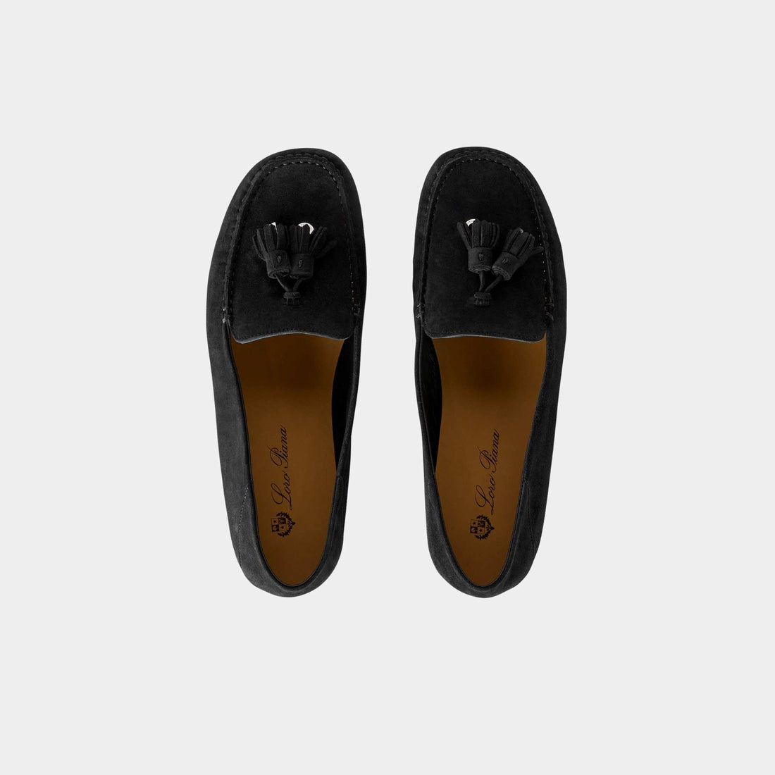 Loro Piana Dot Sole Walk Suede Goatskin Loafer, Caviar, Top