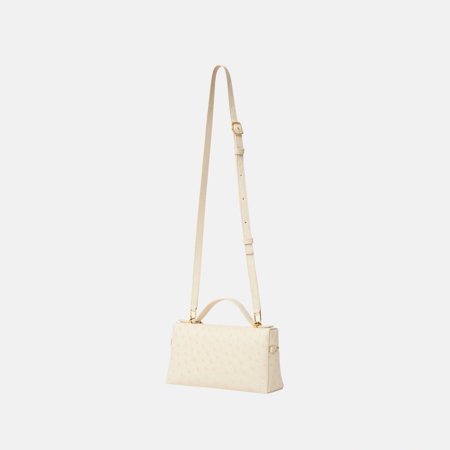 Loro Piana Extra Bag L23 in Ostrich Leather, Whisper White, Back