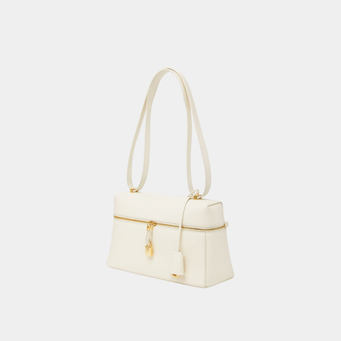 Loro Piana Extra Bag L27 من جلد العجل، أبيض همسي، جانبي