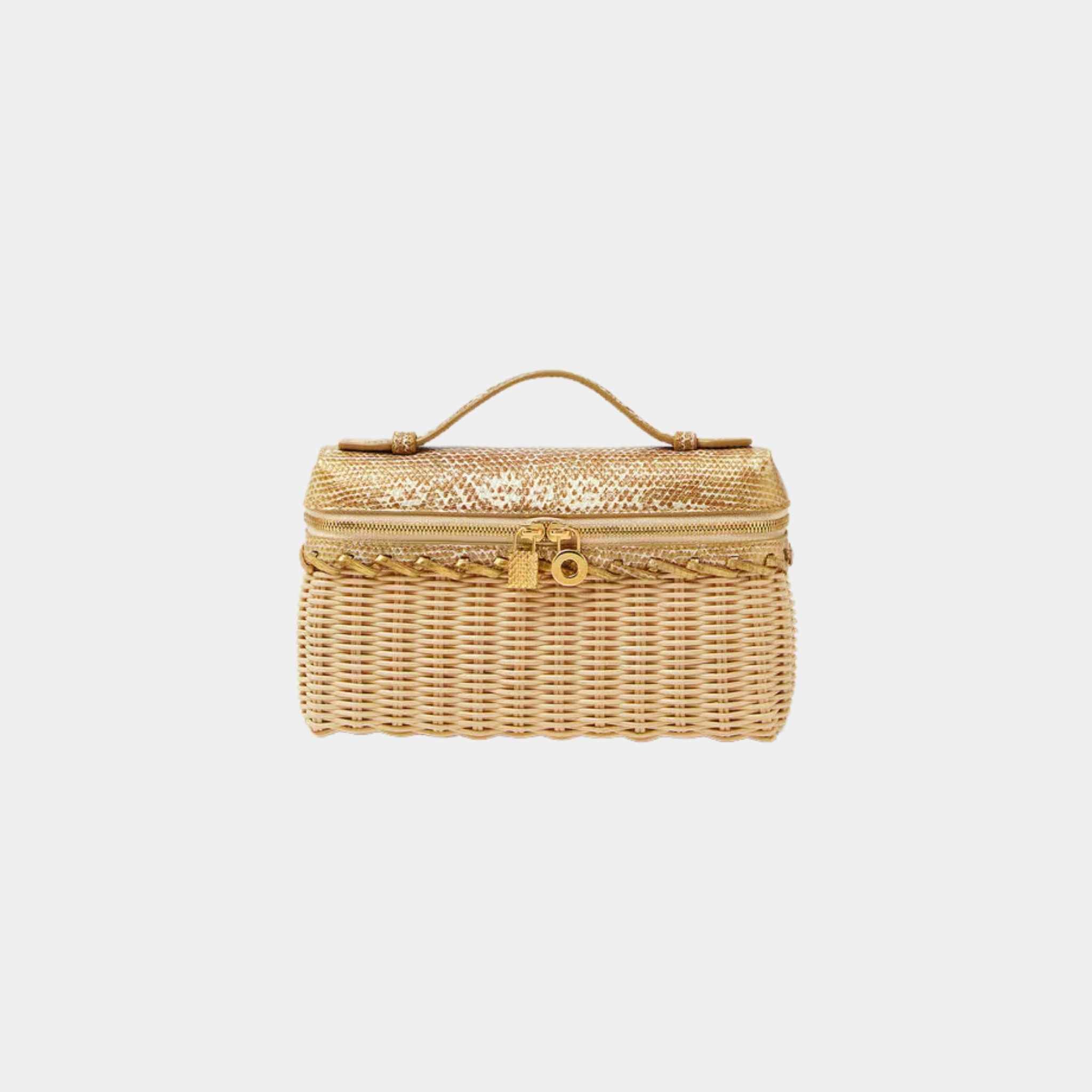 Loro Piana Extra Pocket L19 East West Wicker RATTAN And Lizard Skin, Front