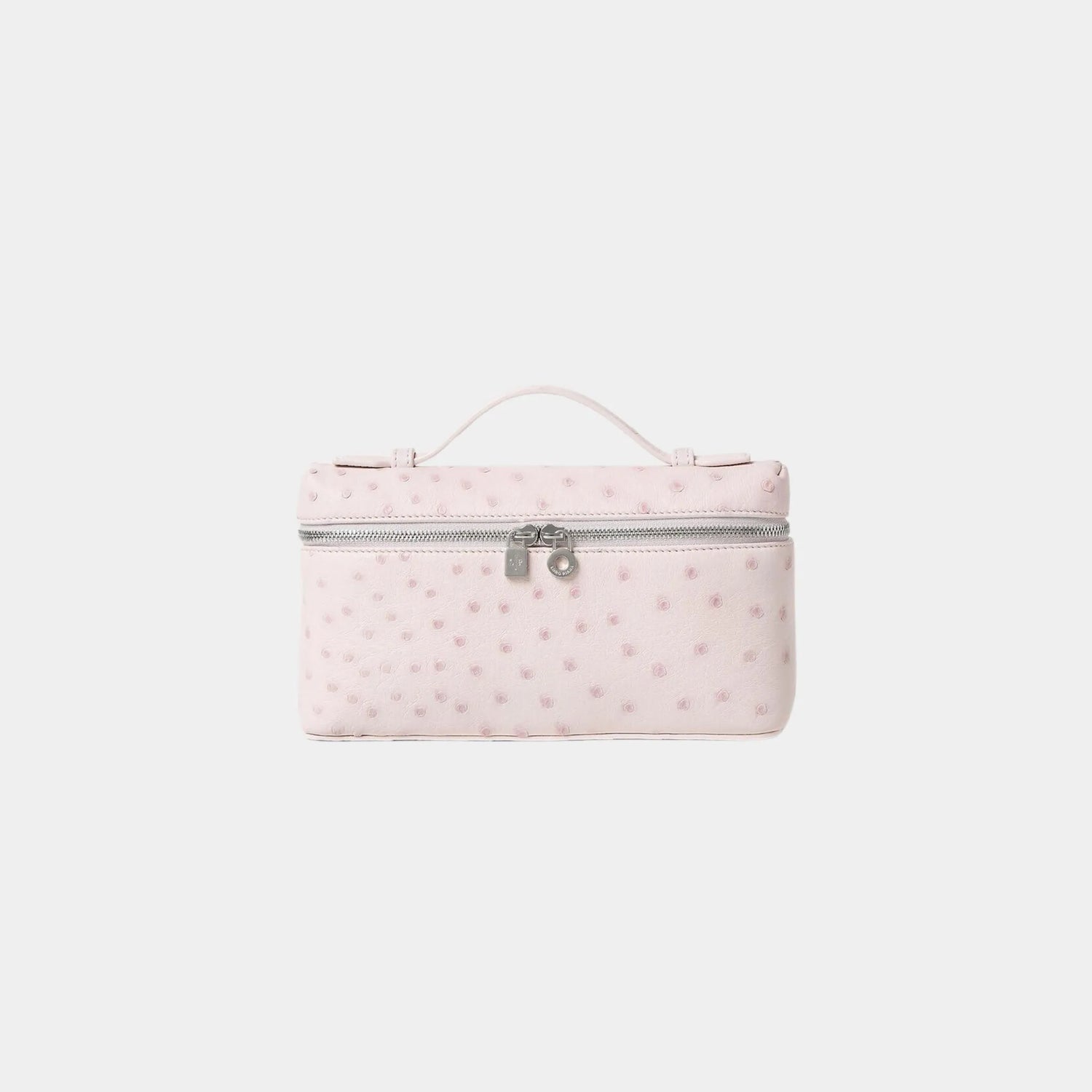 Loro Piana Extra Pocket L19 In Ostrich Leather, Whisper Pink, Antique Silver, Front