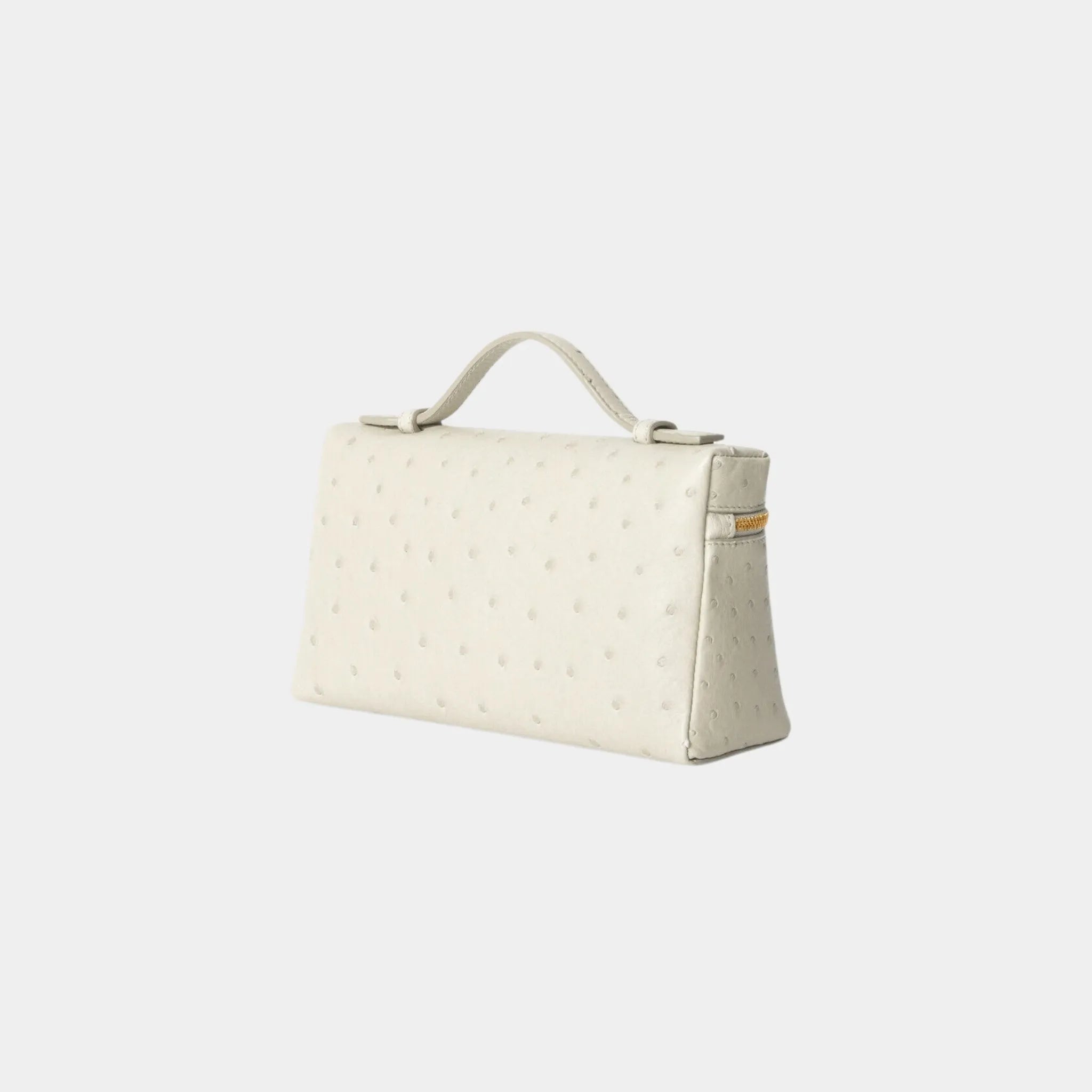 Loro Piana Extra Pocket L19 In Ostrich Leather, Whisper White, Sun Gold, Back