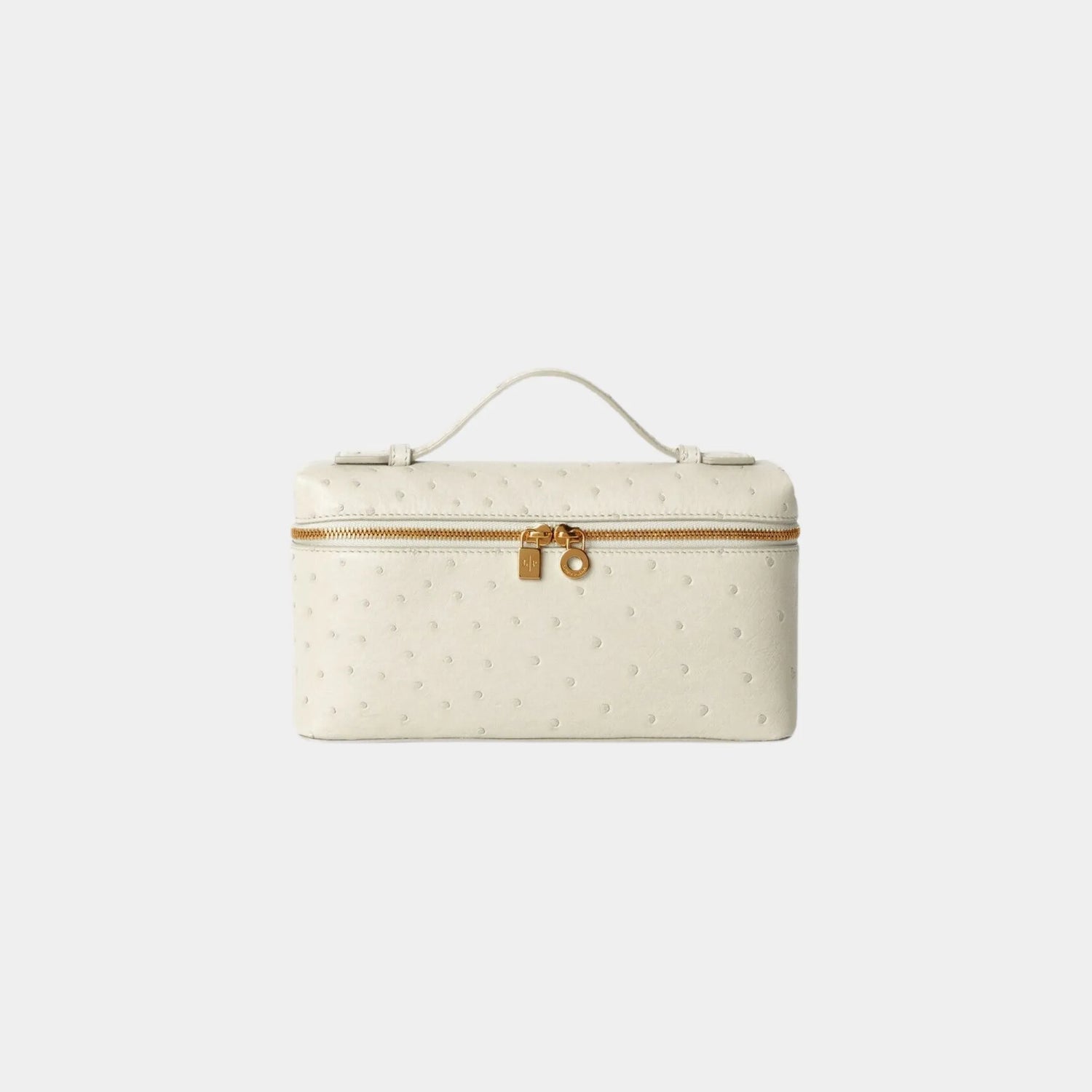 Loro Piana Extra Pocket L19 In Ostrich Leather, Whisper White, Sun Gold, Front