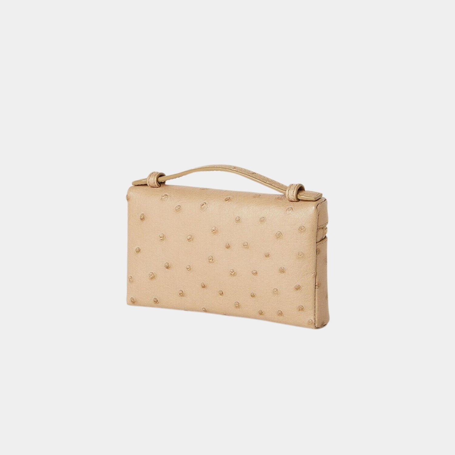 Loro Piana Extra Pocket Mini Pouch Ostrich Leather, Orix, Sun Gold, Back