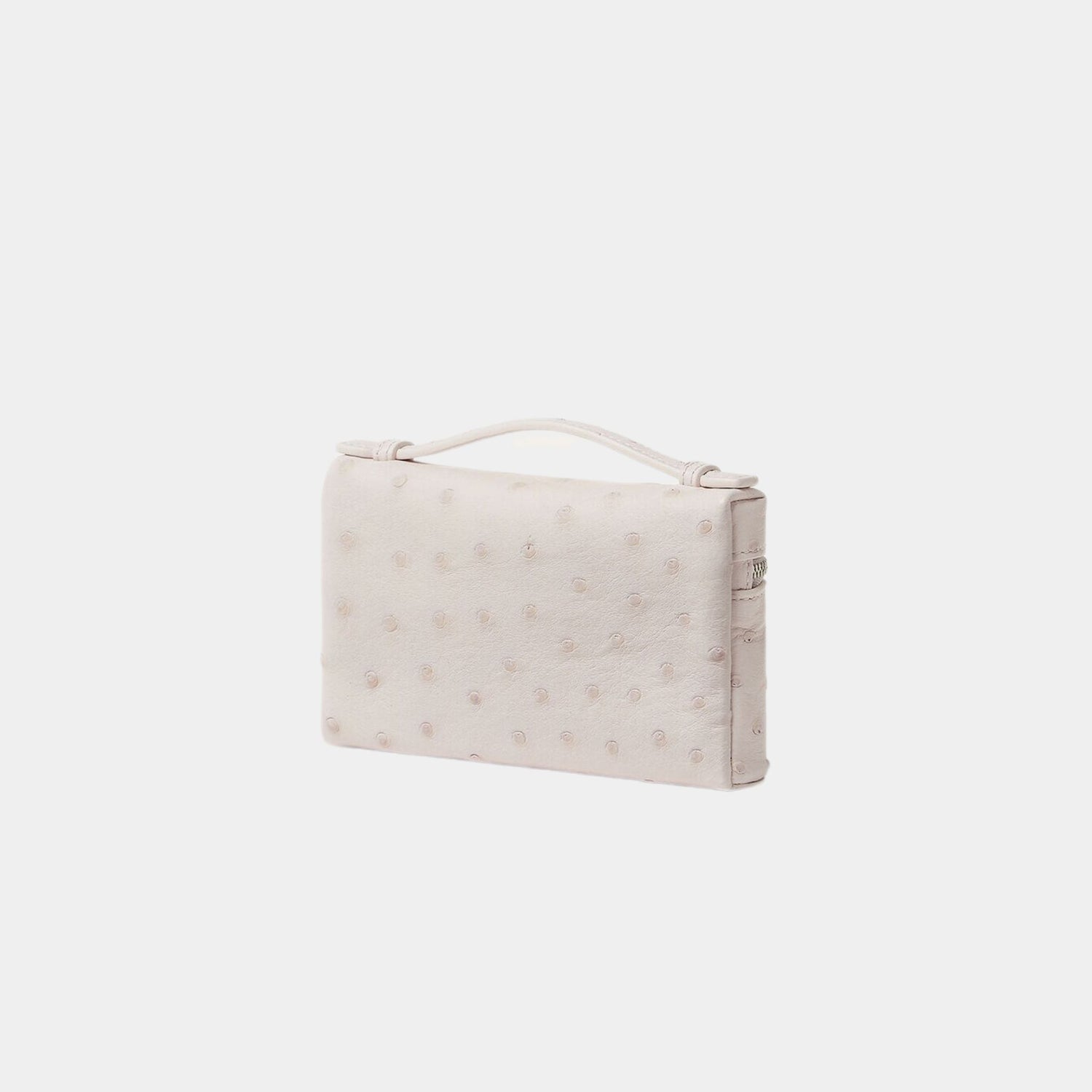 Loro Piana Extra Pocket Mini Pouch Ostrich Leather, Whisper Pink, Antique Silver, Back