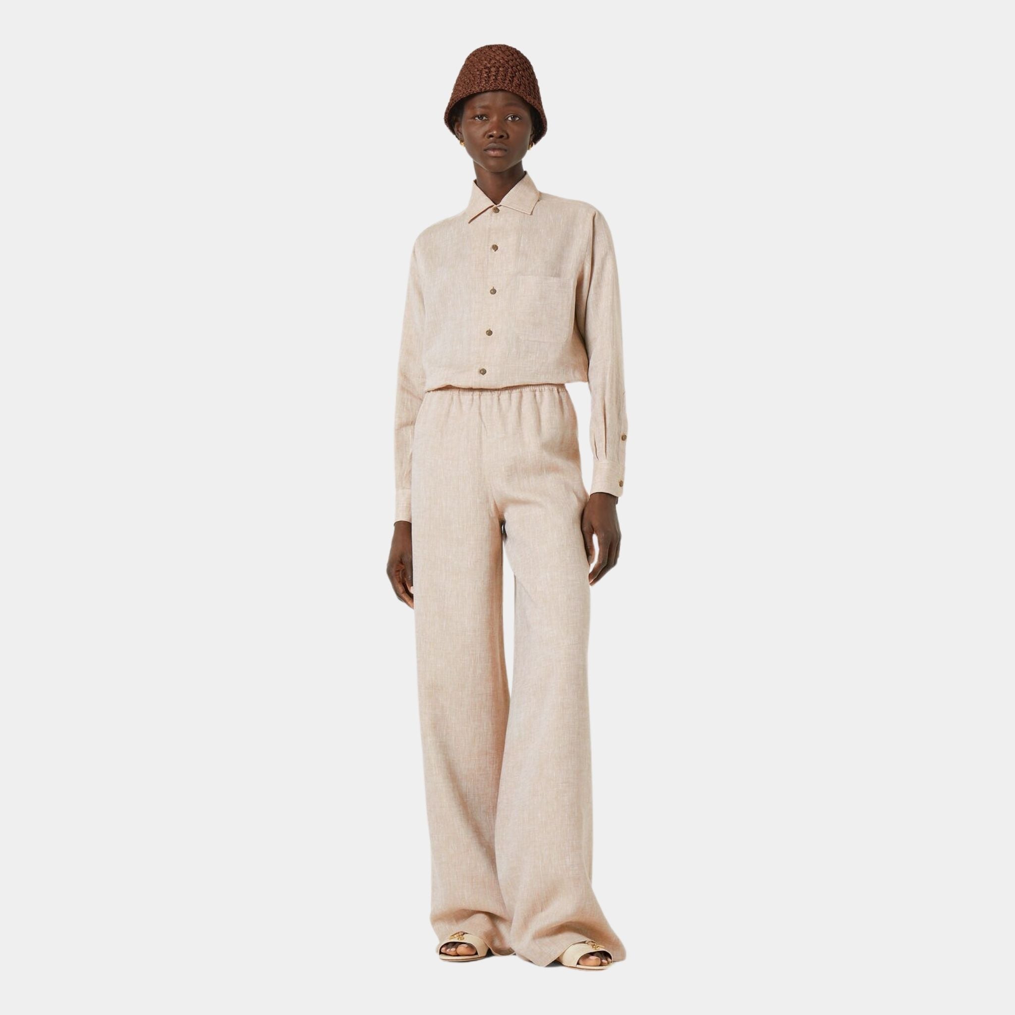 Loro Piana Gianfranco Trousers Linen, Pine Bark, Model