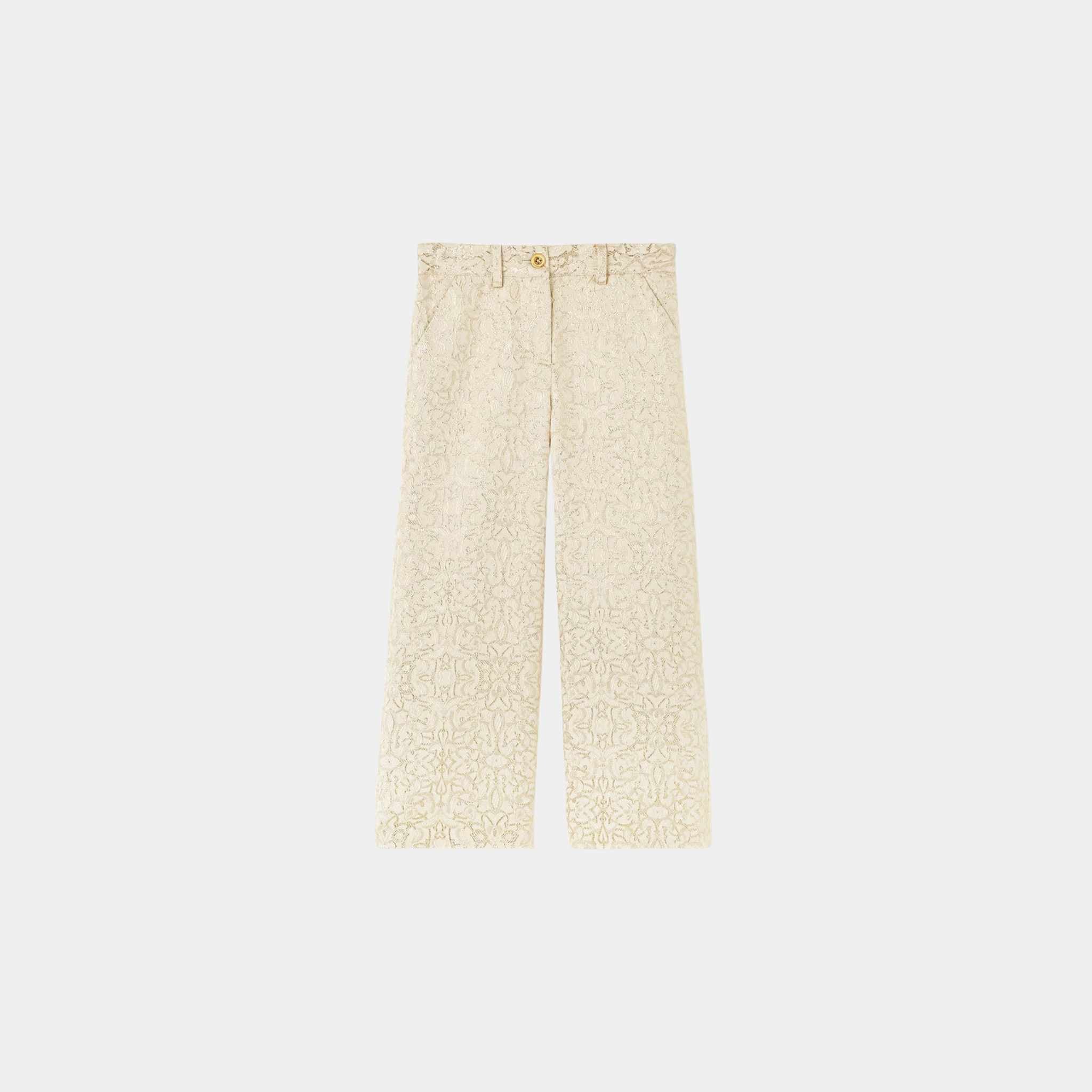 Loro Piana Kids Adine Trousers Silk, Goldent Butter, Front