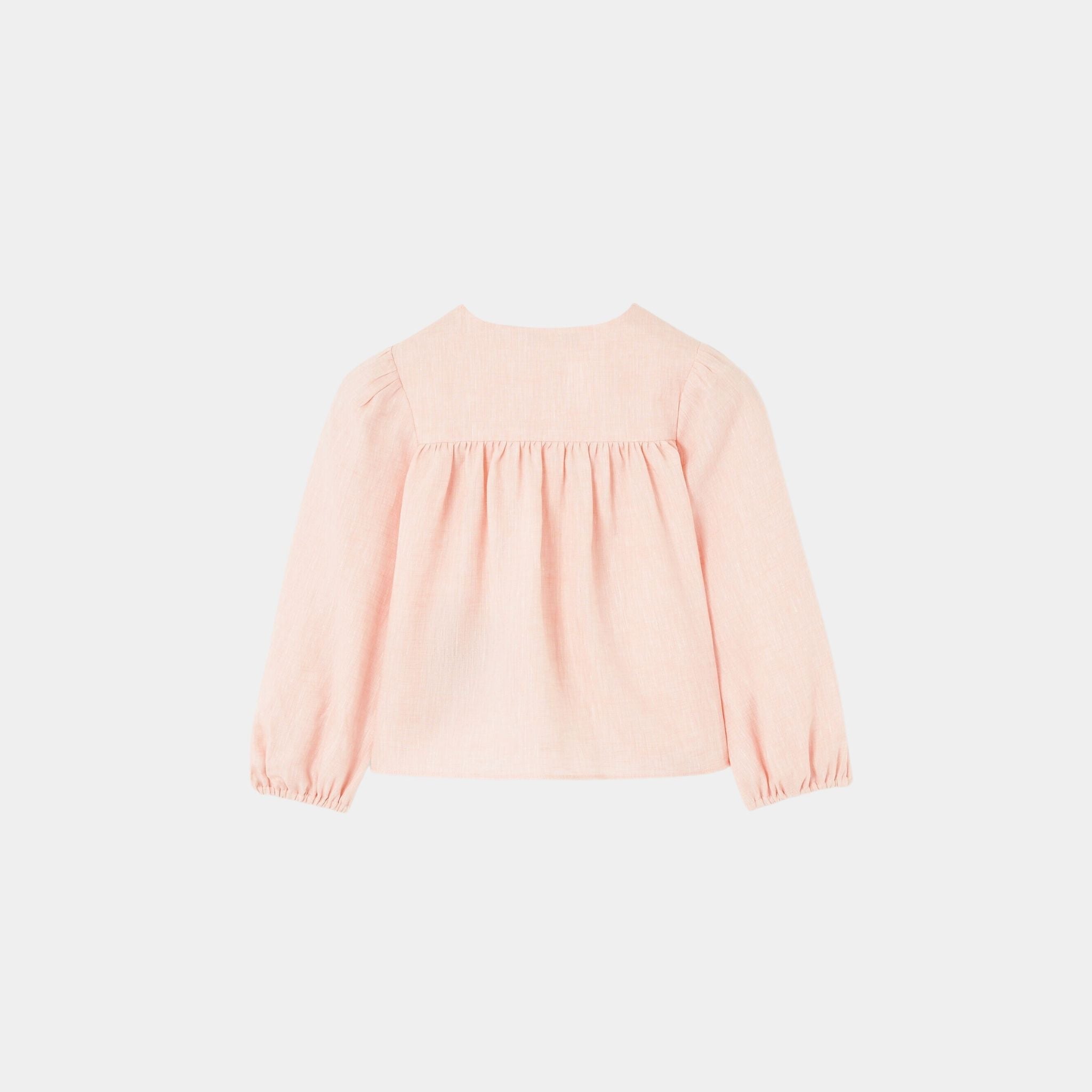 Loro Piana Kids Alyce Blouse Linen, Peach Candle, Back