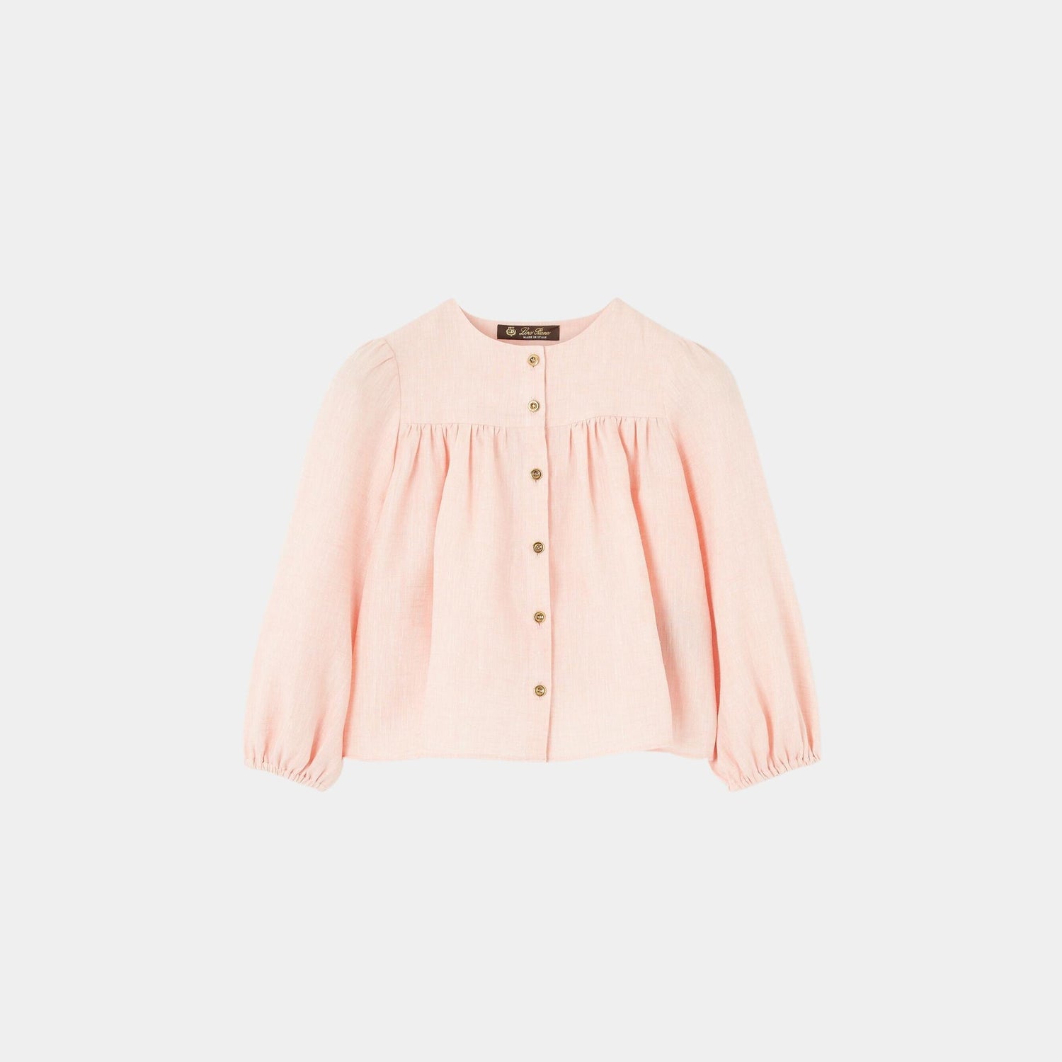 Loro Piana Kids Alyce Blouse Linen, Peach Candle, Front