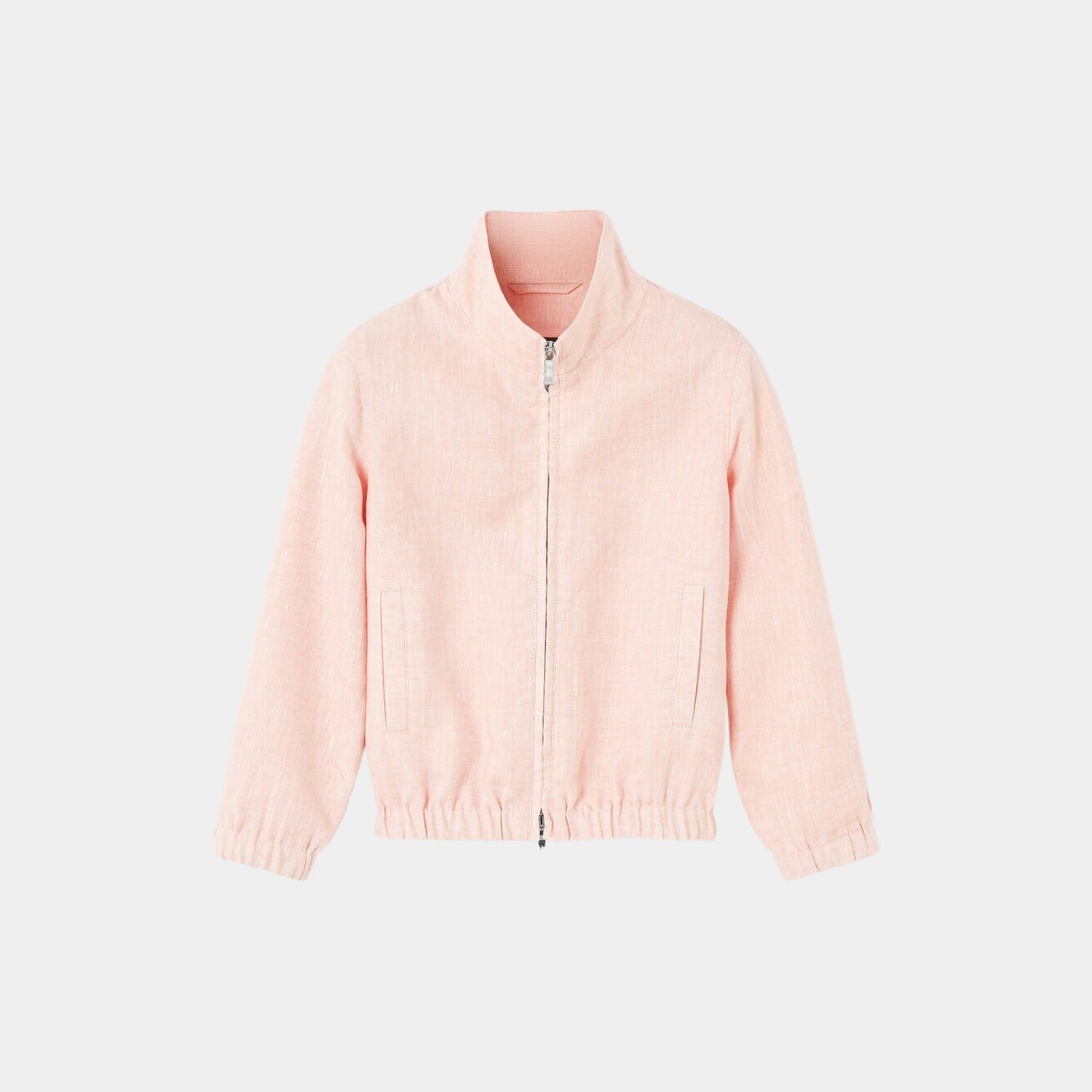 Loro Piana Kids Bomber Jacket Linen, Peach Candle, Front