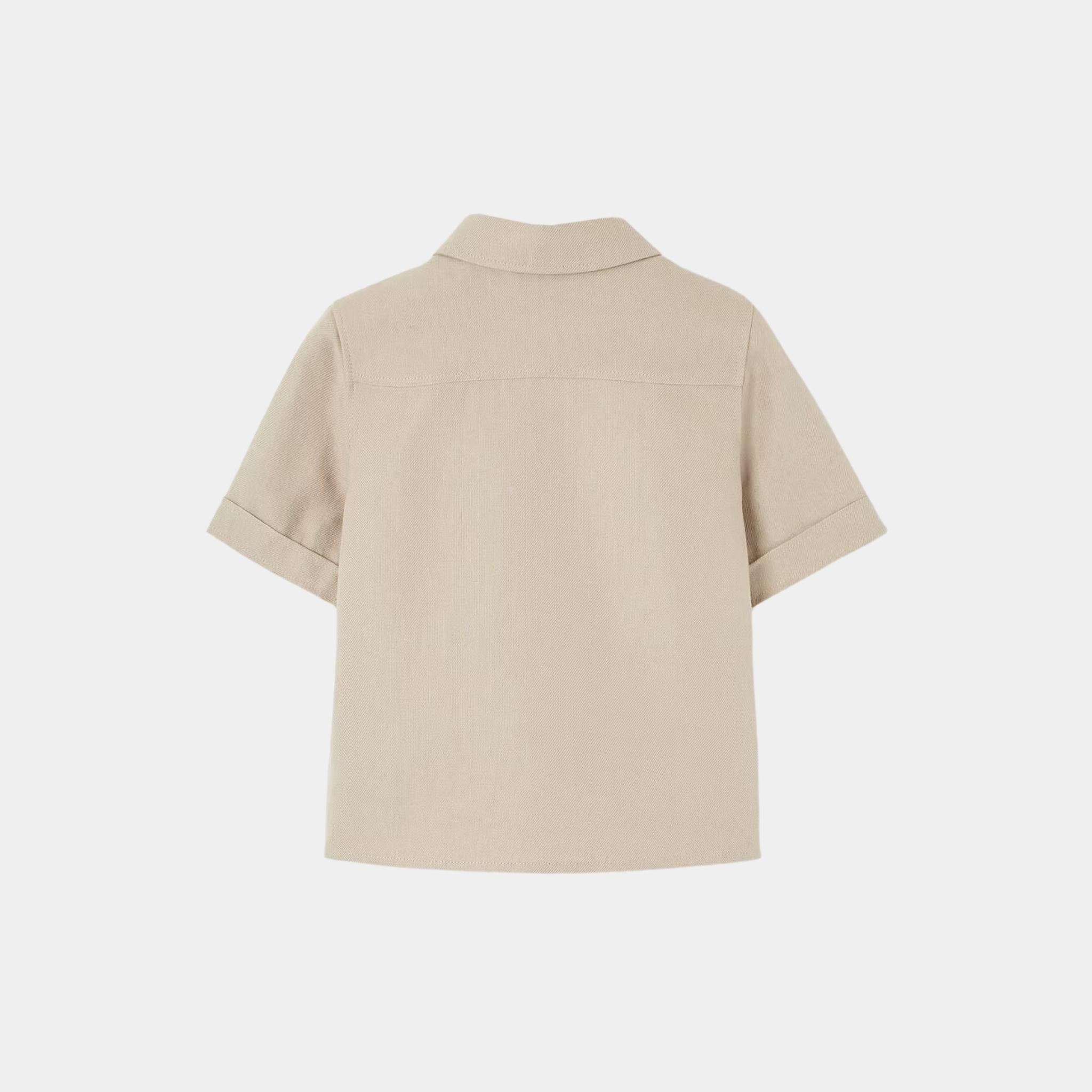 Loro Piana Kids Jerome Shirt Linen, Dark Stone, Back