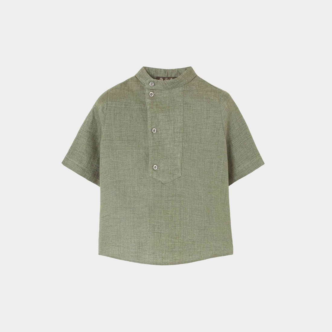 Loro Piana Kids Kenan Shirt Linen, Green Landscape, Front