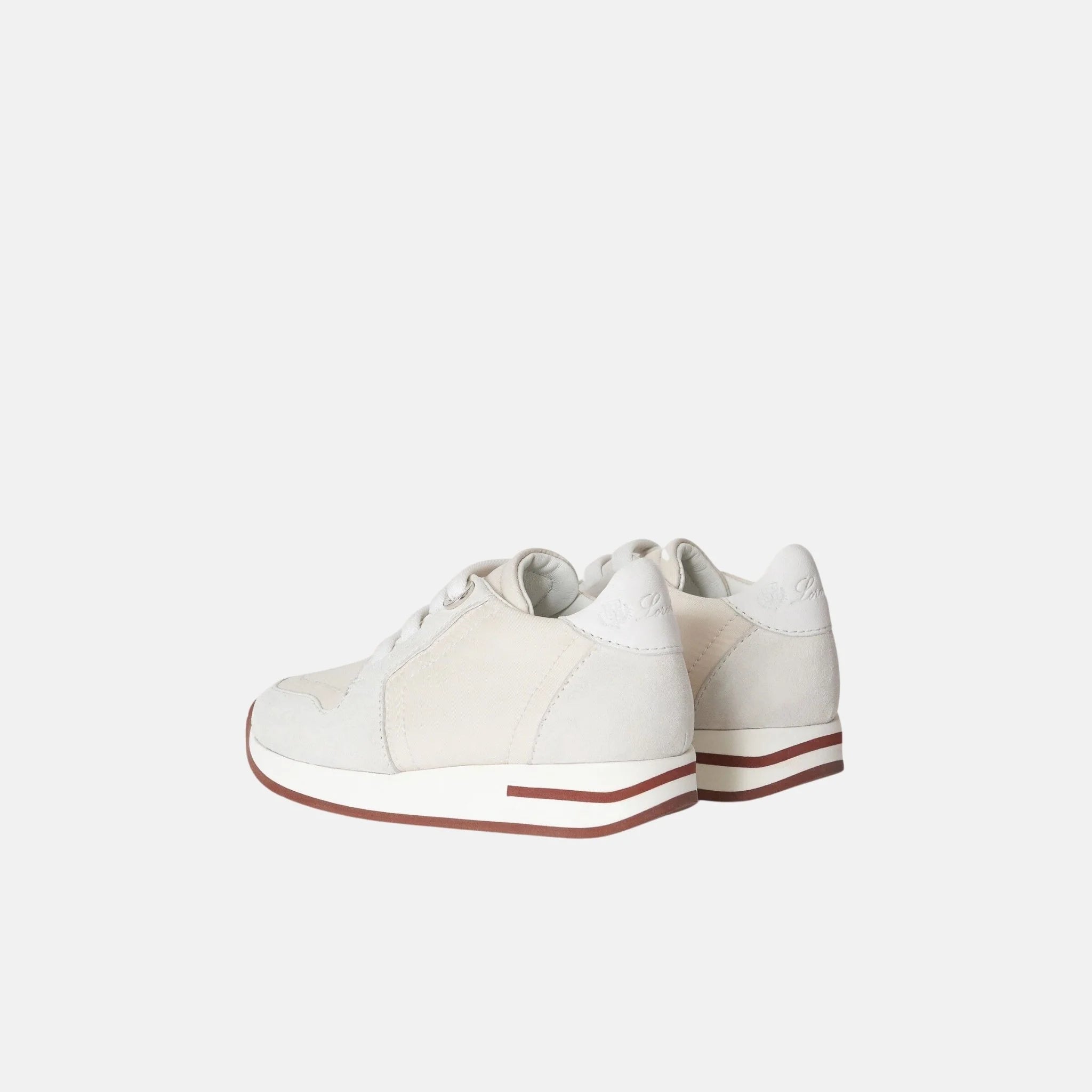 Loro Piana Kids My Wind Sneaker Suede Goatskin Storm System, Desert Light, Back