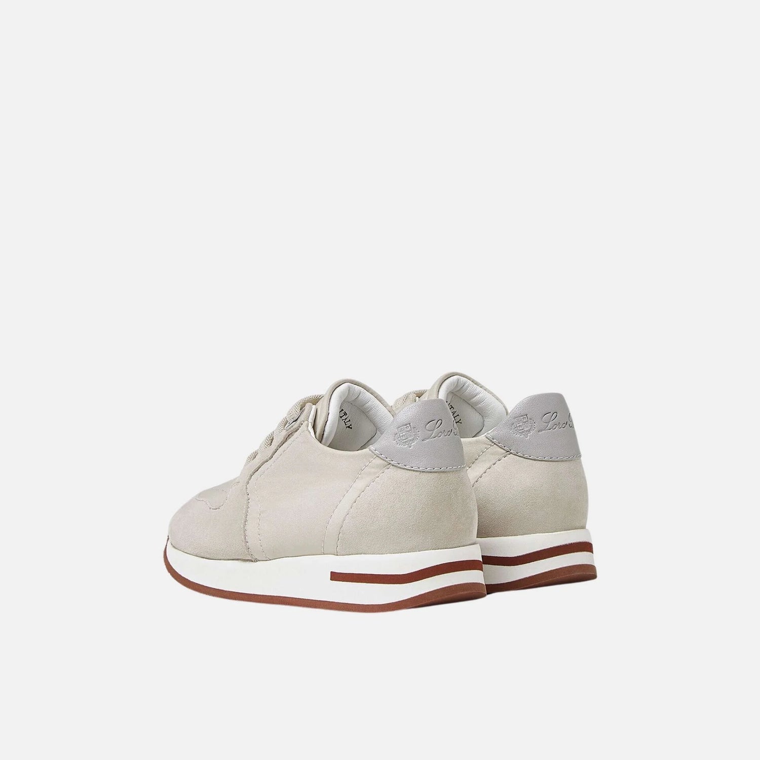 Loro Piana Kids My Wind Sneaker Suede Goatskin Storm System, Powder Pearl, Back
