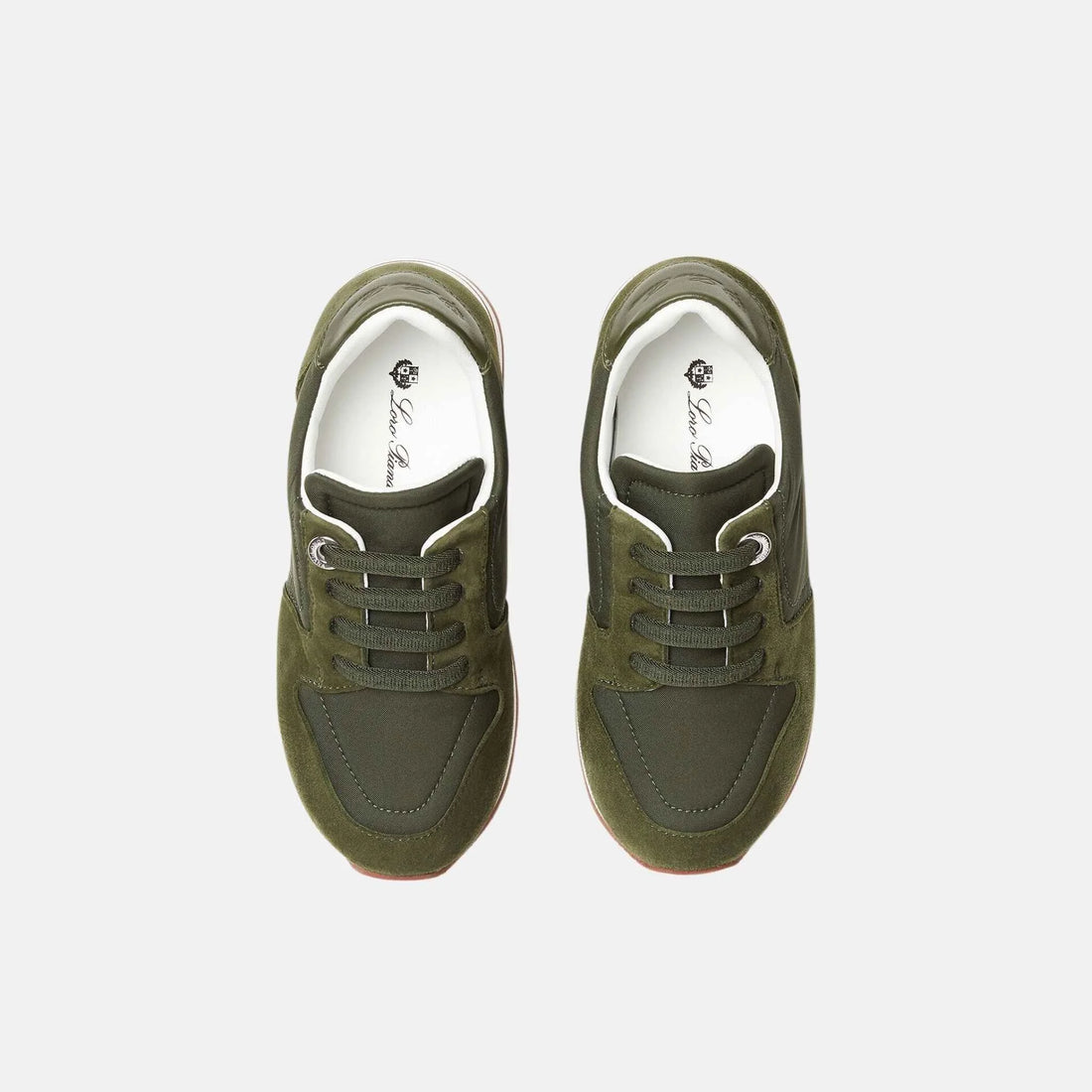 Loro Piana Kids My Wind Sneaker Suede Goatskin Storm System, Ribbon Green, Top