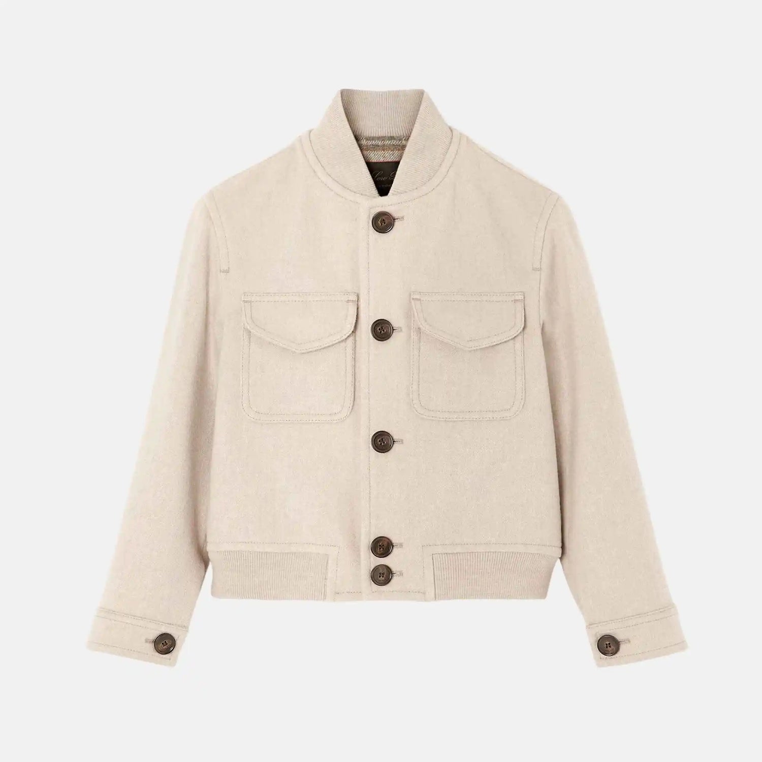 Loro Piana Kids Payne Bomber Jacket in Cashmere Storm System, Front