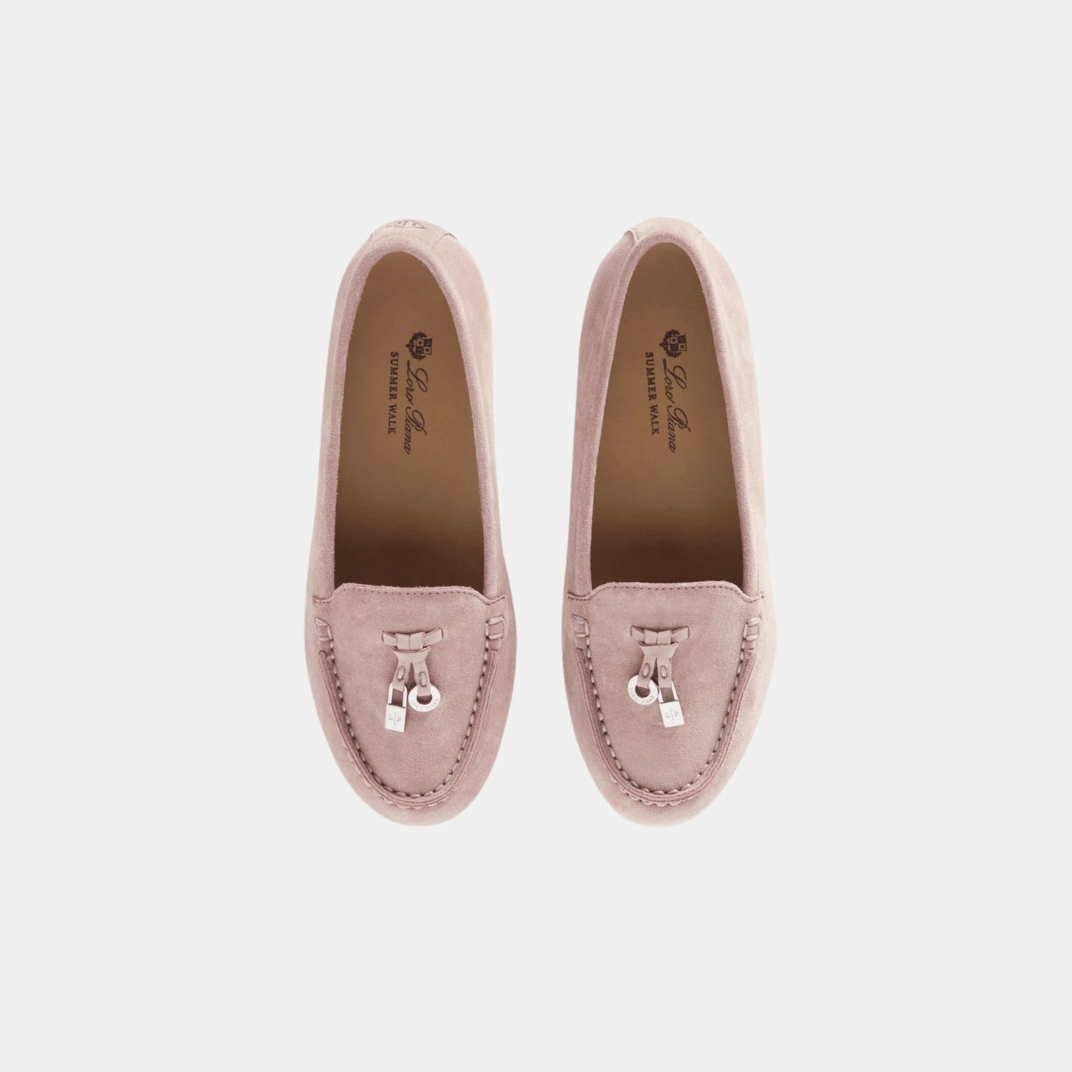 Loro Piana Kids Summer Charms Walk Suede Goatskin Loafer, Flowering Cherry, Top