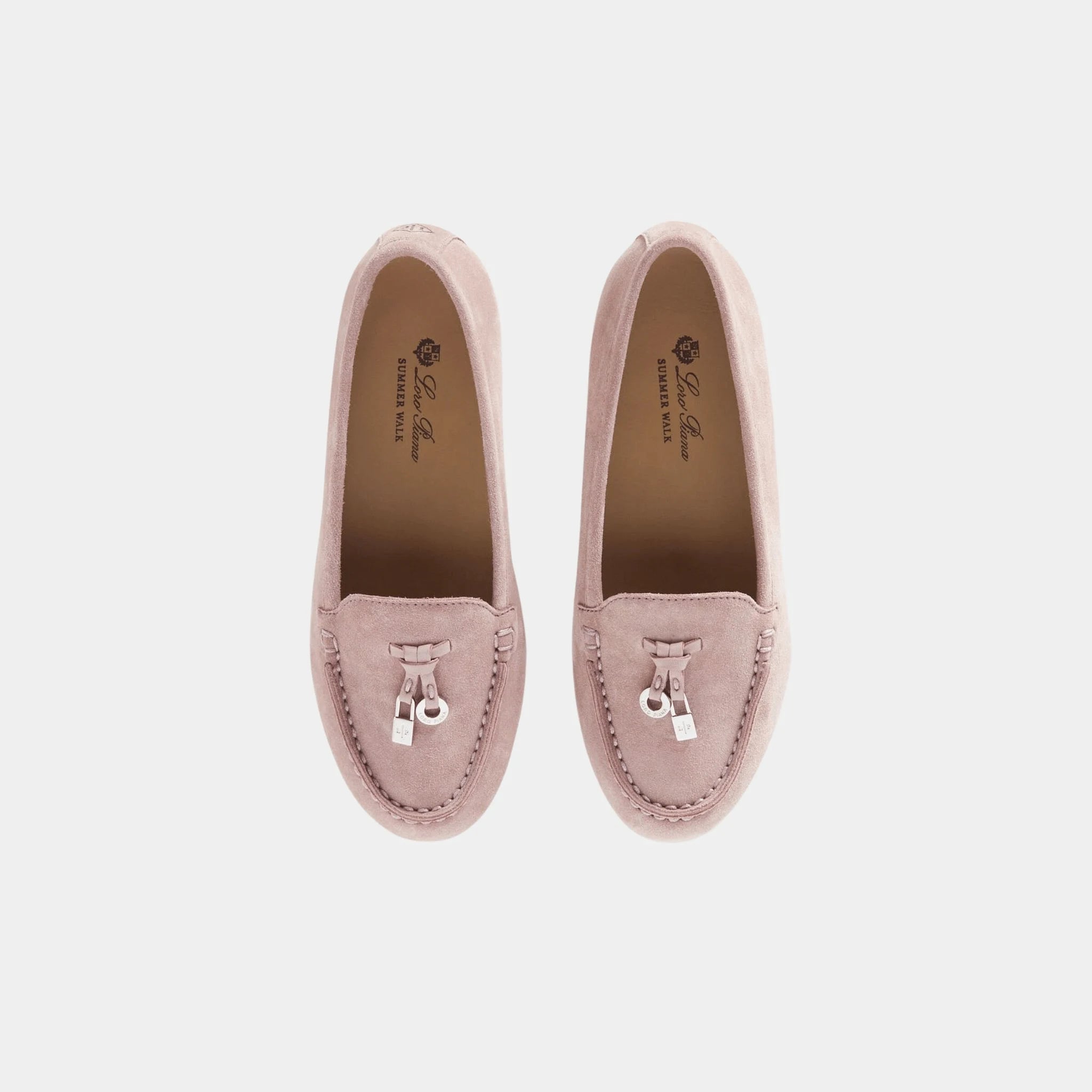Loro Piana Kids Summer Charms Walk Suede Goatskin Loafer, Flowering Cherry, Top