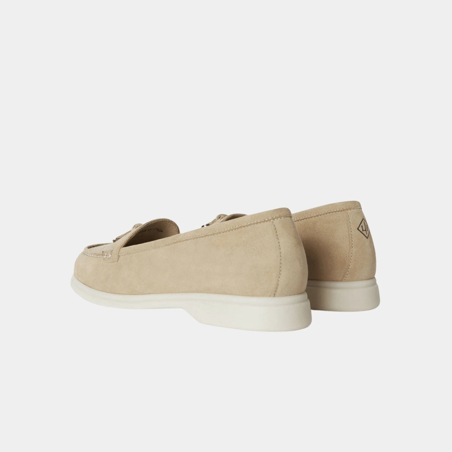 Loro Piana Kids Summer Charms Walk Suede Goatskin Loafer, Windy Dunes, Back