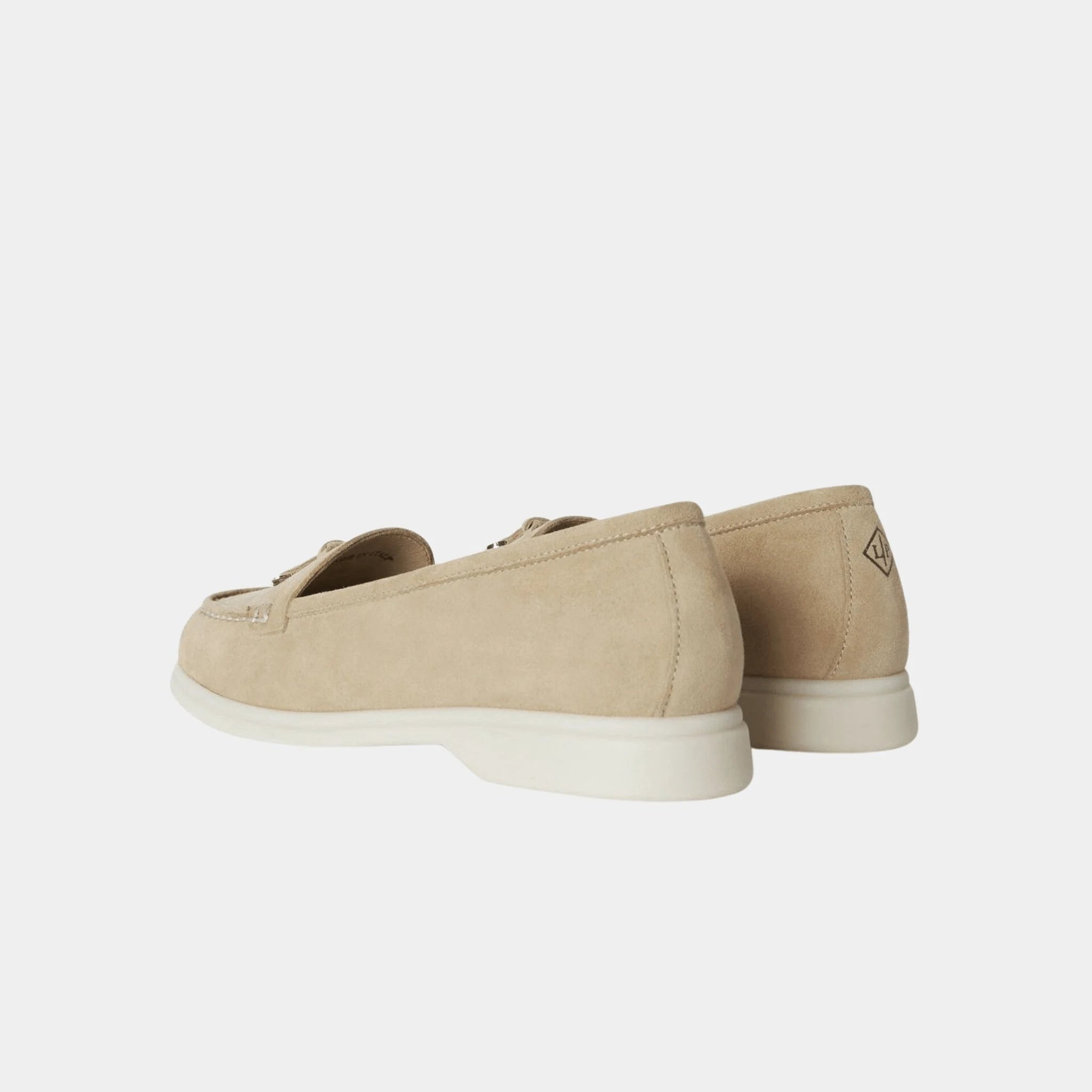Loro Piana Kids Summer Charms Walk Suede Goatskin Loafer, Windy Dunes, Back