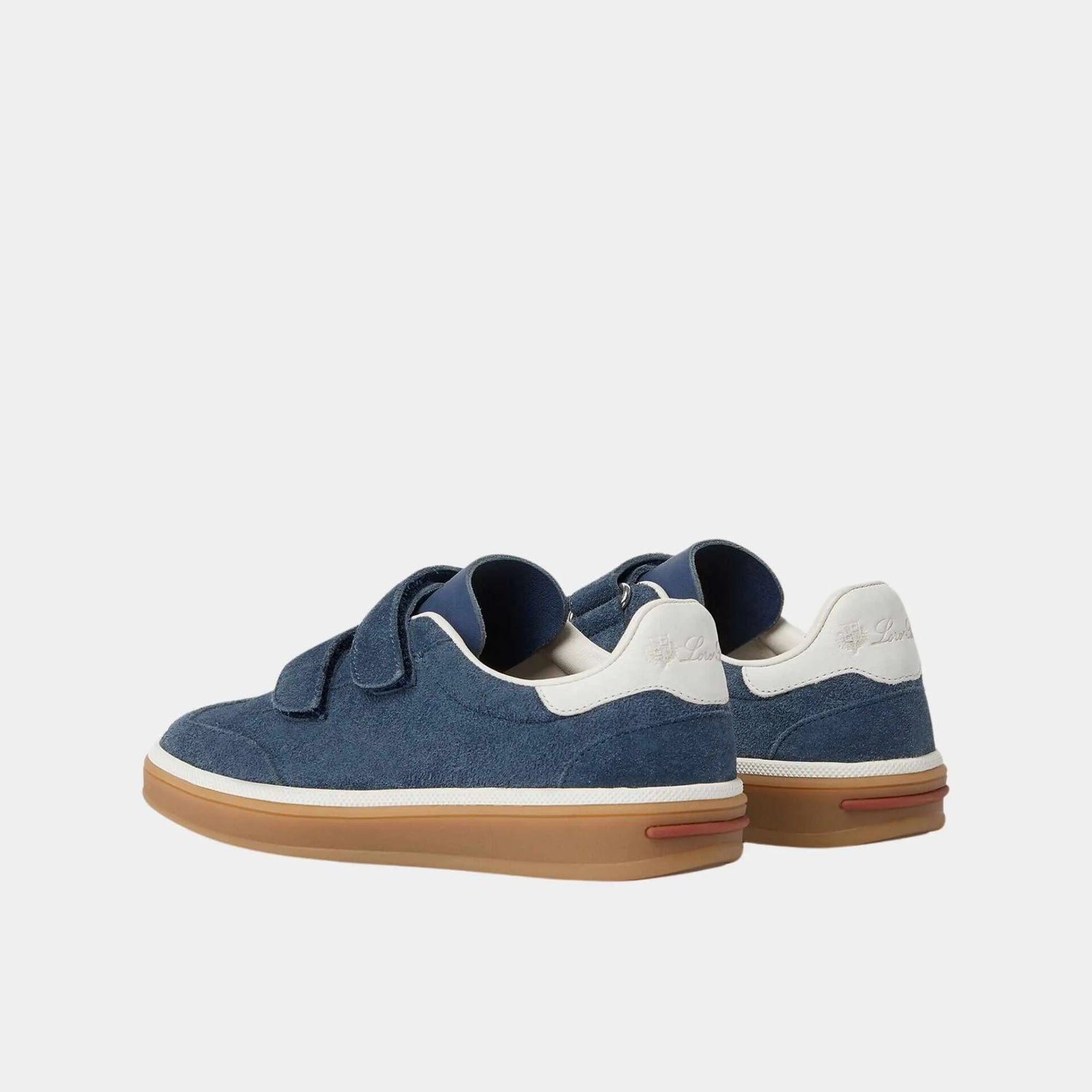Loro Piana Kids Tennis Walk Sneakers Suede Calf Split, Black Figs, Back