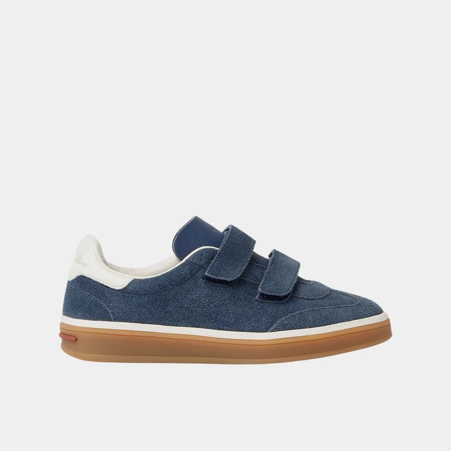 Loro Piana Kids Tennis Walk Sneakers Suede Calf Split, Black Figs, Side