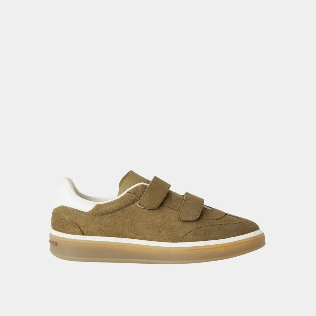 Loro Piana Kids Tennis Walk Sneakers Suede Calf Split, Tundra Green, Side