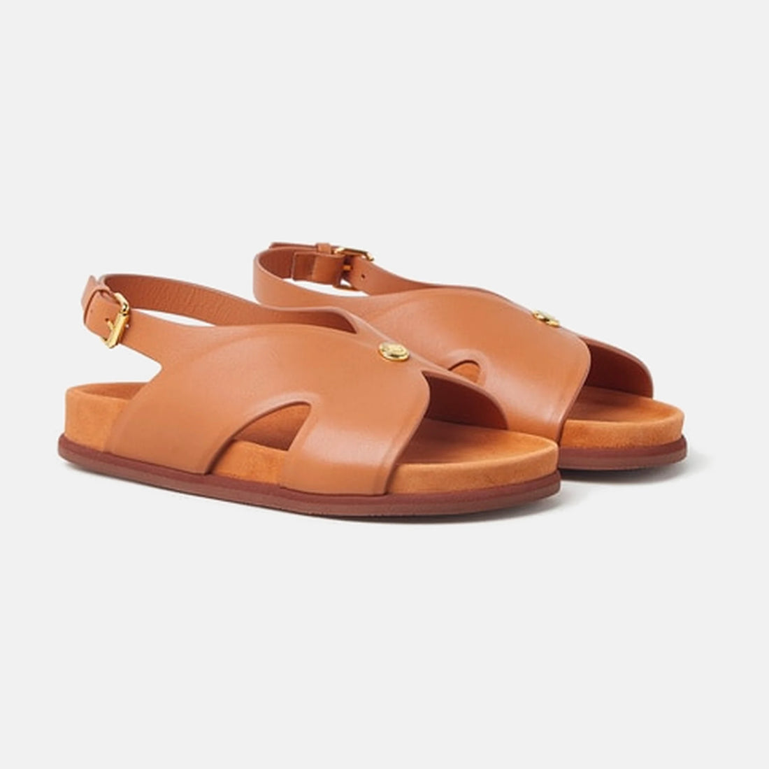 Loro Piana Kids Vera Mules in Lambskin in Fiery Summer, three quarter view