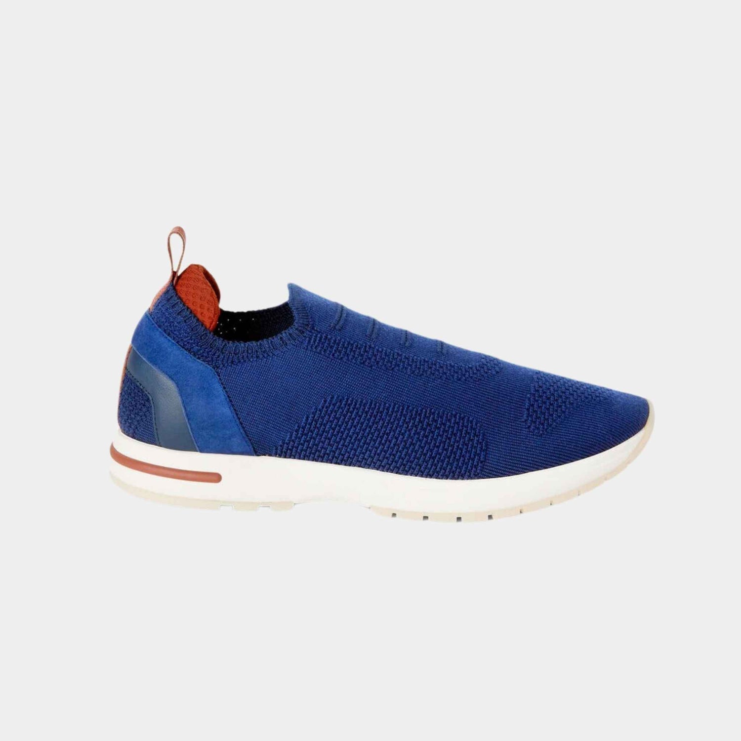 Loro Piana 360 LP Flexy Walk Sneakers In Kummel Colored Eyelets, Blue Fluorite, Side View