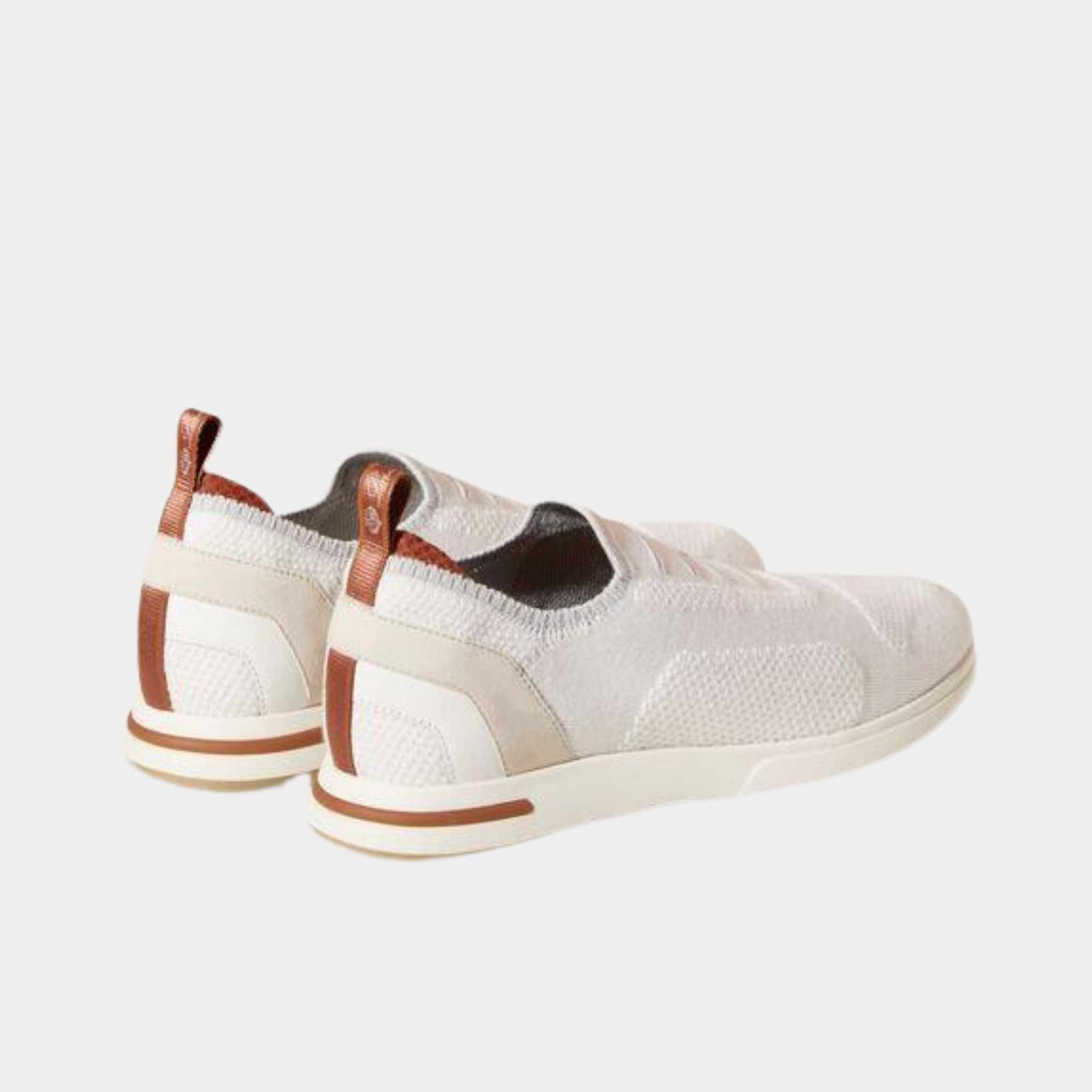 Loro Piana 360 LP Flexy Walk Sneakers In Kummel Colored Eyelets, White, Back View