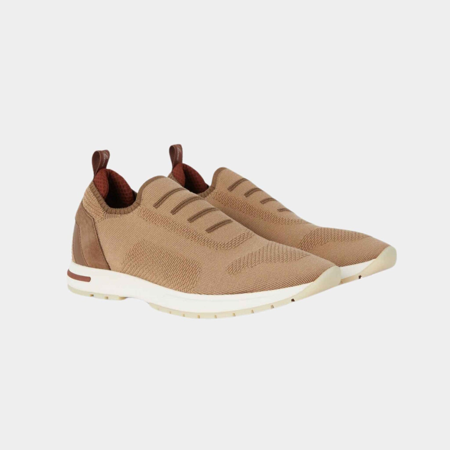 Loro Piana 360 LP Flexy Walk Sneakers With Kummel Colored Eyelets, Dusty Camel, Front View