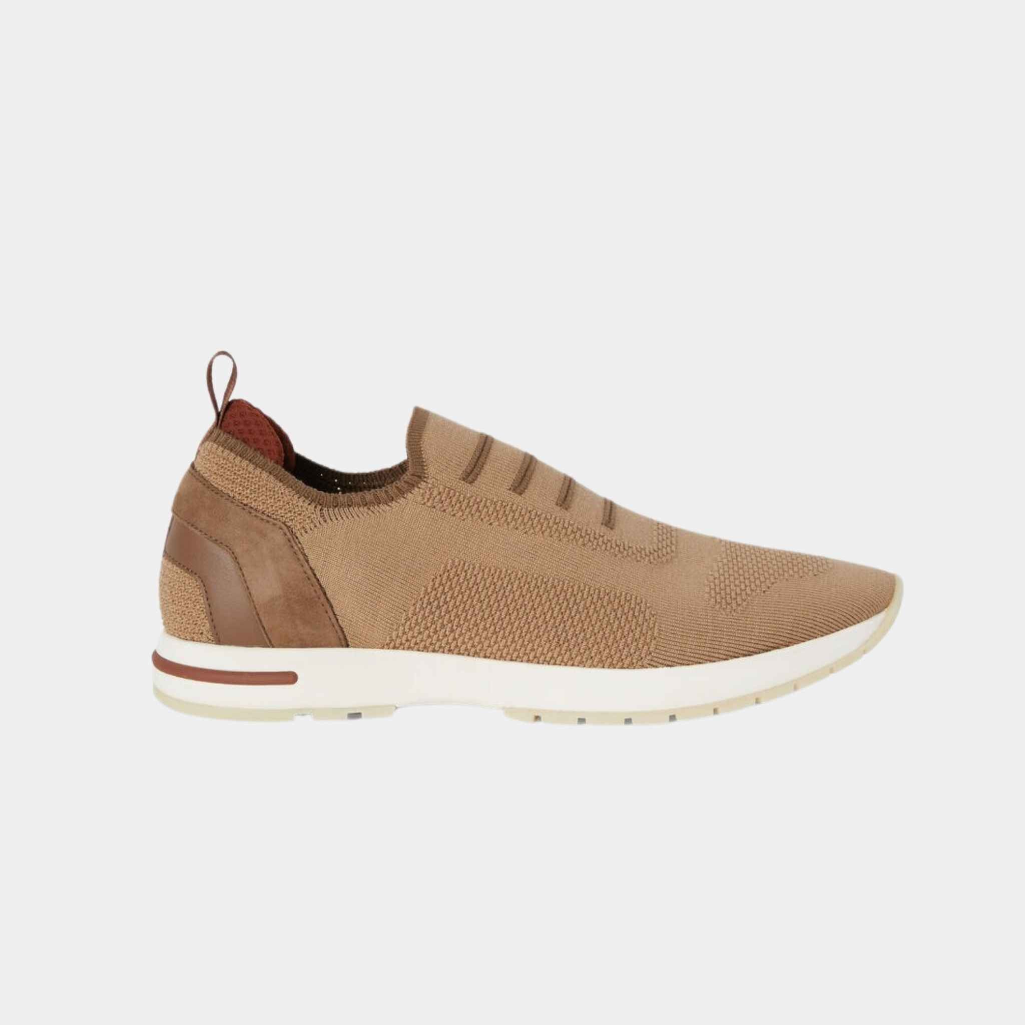 Loro Piana 360 LP Flexy Walk Sneakers With Kummel Colored Eyelets, Dusty Camel, Side View