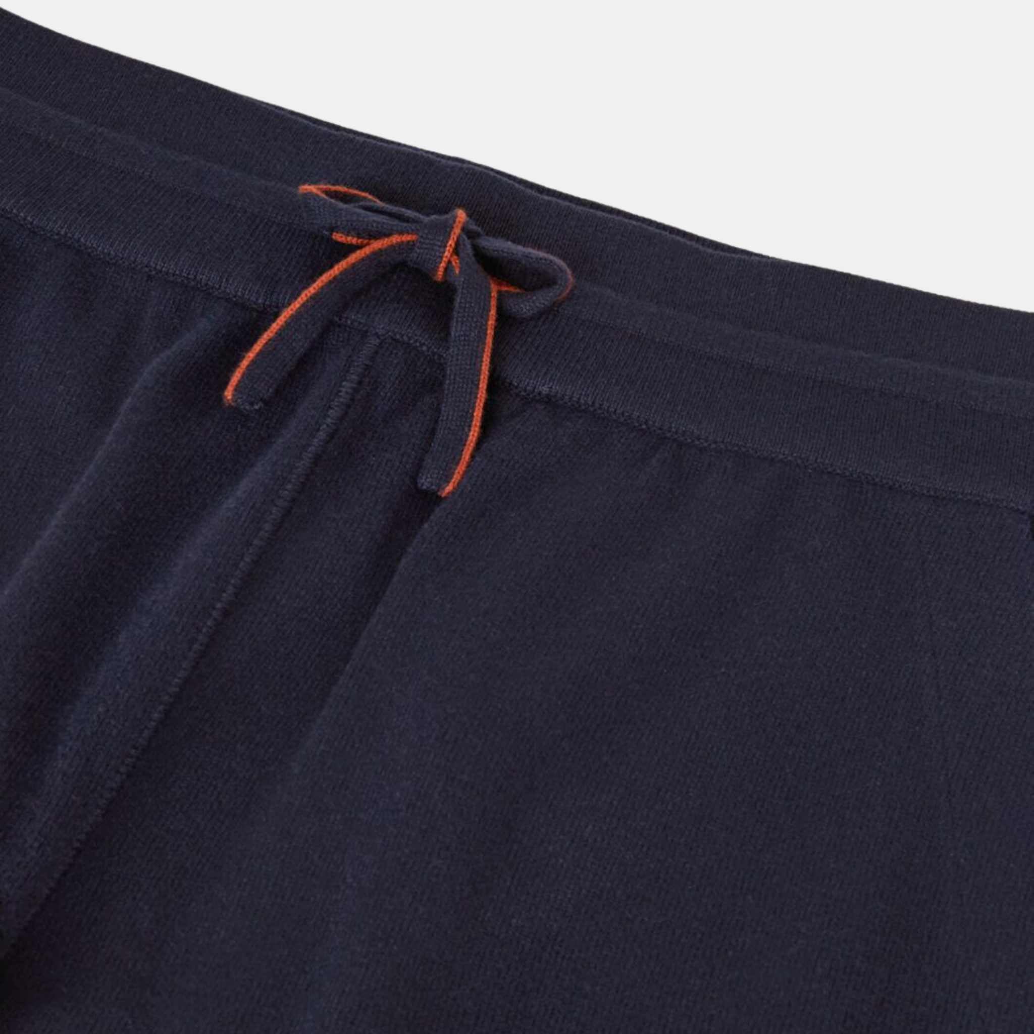 Loro Piana Merano Pants Baby Cashmere, Navy Blue, Front, Closeup