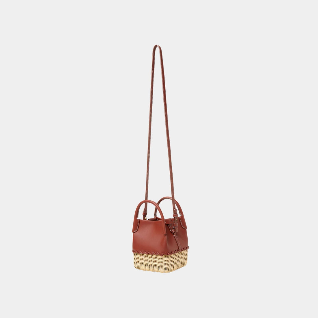 Loro Piana Micro Bale Bag Calfskin-Wicker With Suede Lining, Deep Kummel, Strap