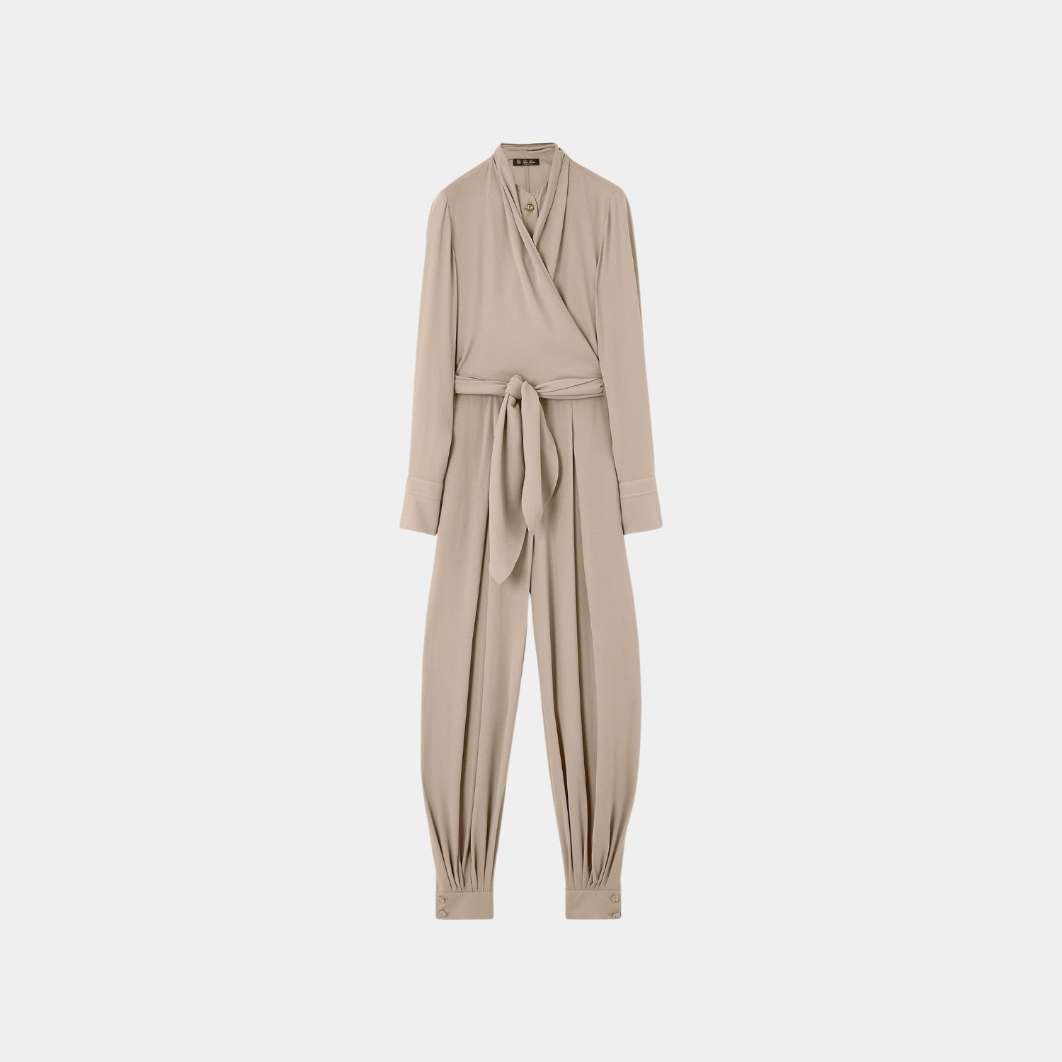 Loro Piana Monika Jumpsuit Silk, Dark Stone, Front