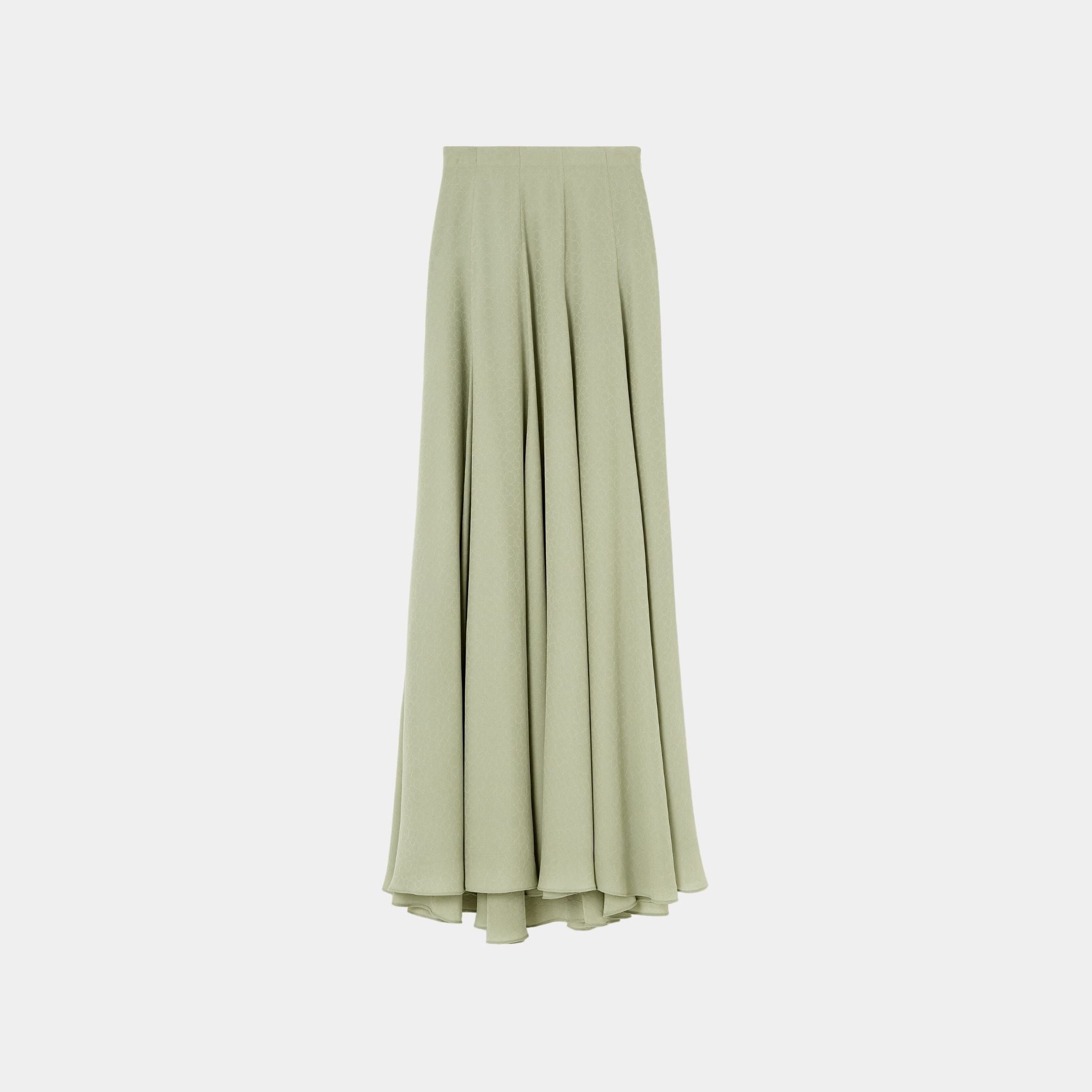 Loro Piana Monika Skirt Silk, Green Fluorite, Front