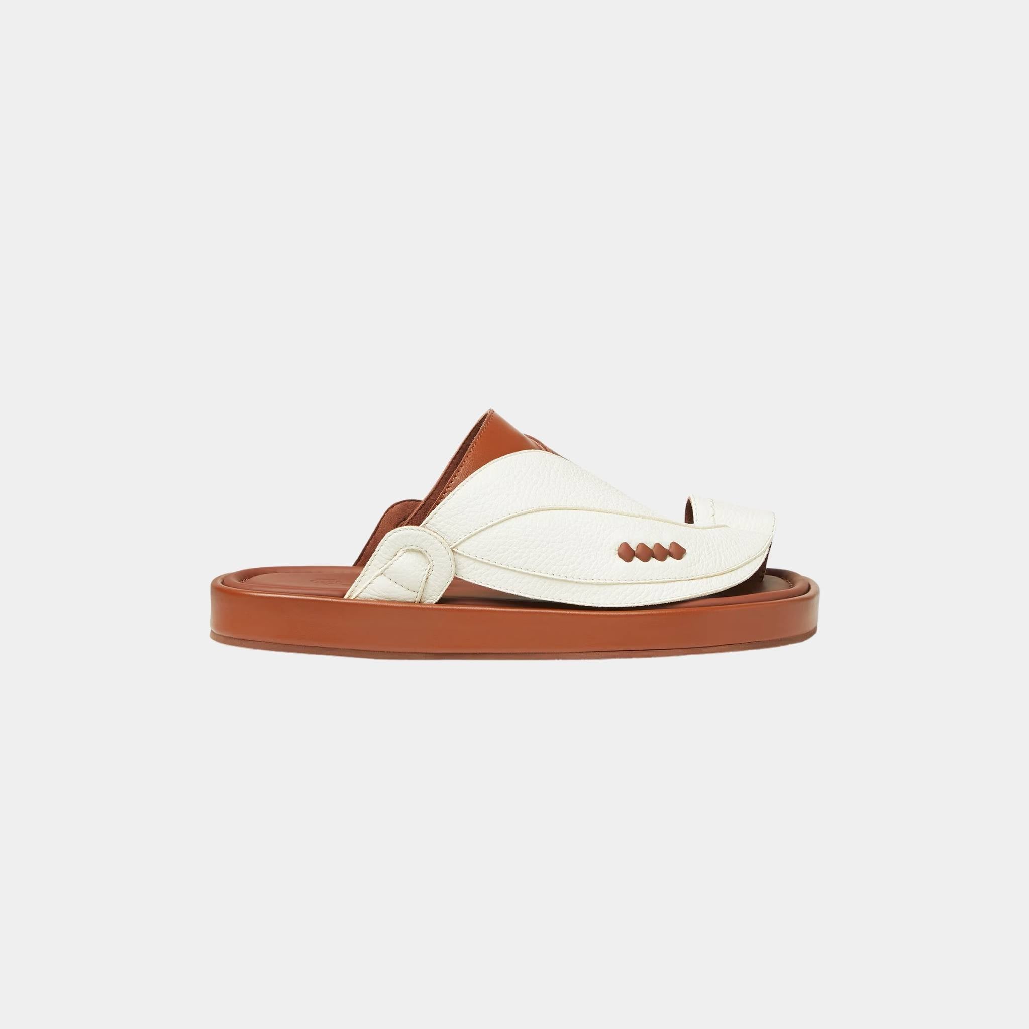 Loro Piana Noor Walk Sandal Ox Leather, Desert Snow, Side