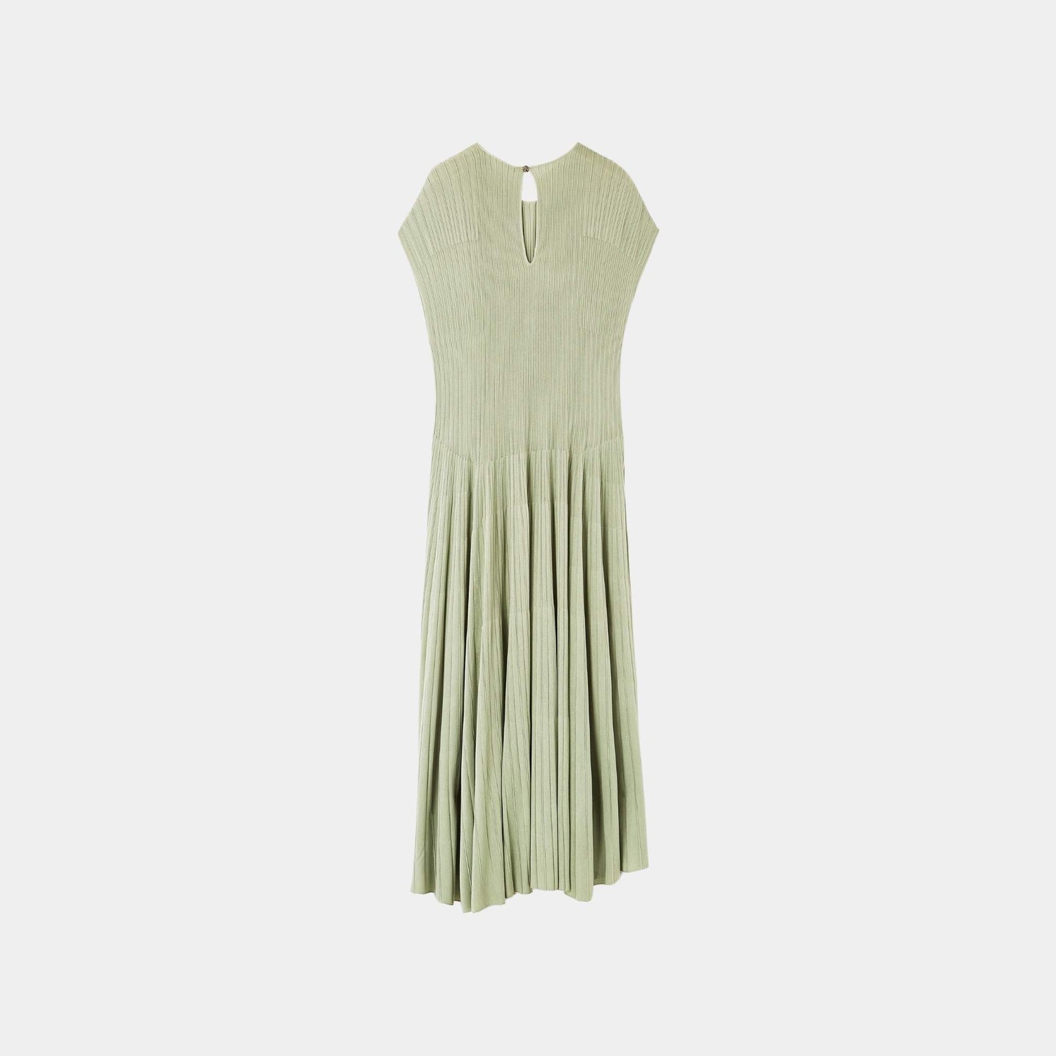 Loro Piana Pleated Dress Silk, Green, Fluorite, Back