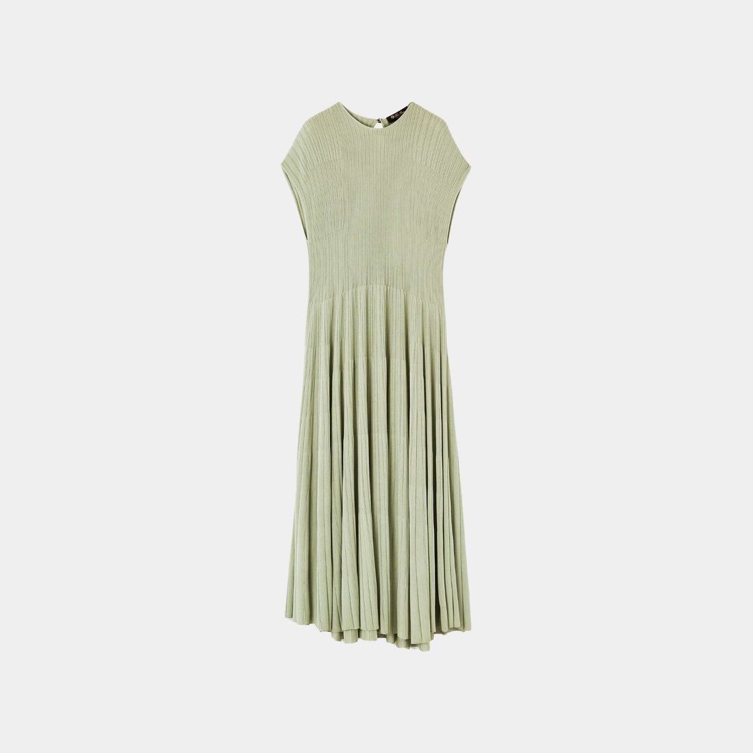 Loro Piana Pleated Dress Silk, Green, Fluorite, Front