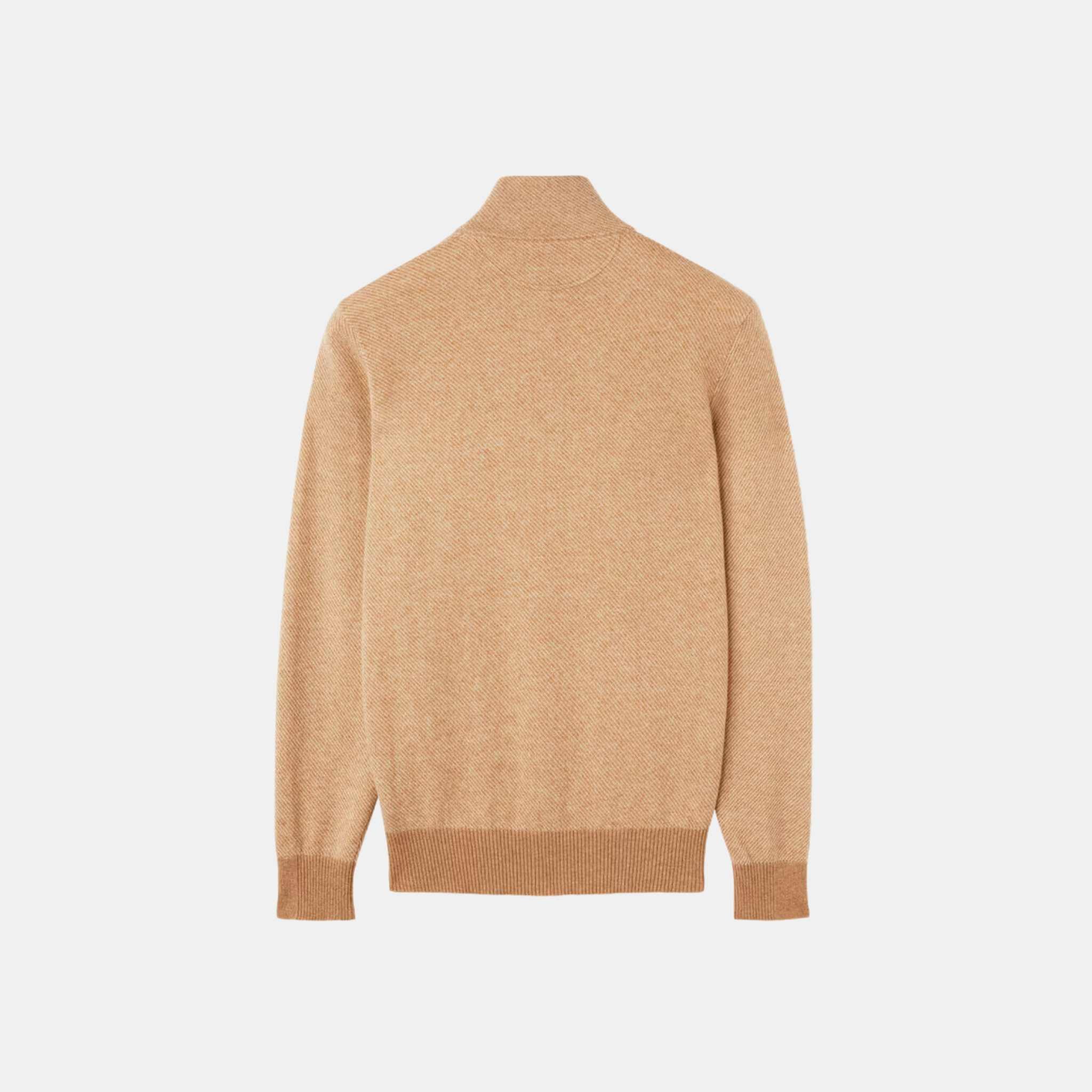 Loro Piana Roadster Mezzocollo Sweater Cashmere, Acorn Melange/Biscuit Melange , Back