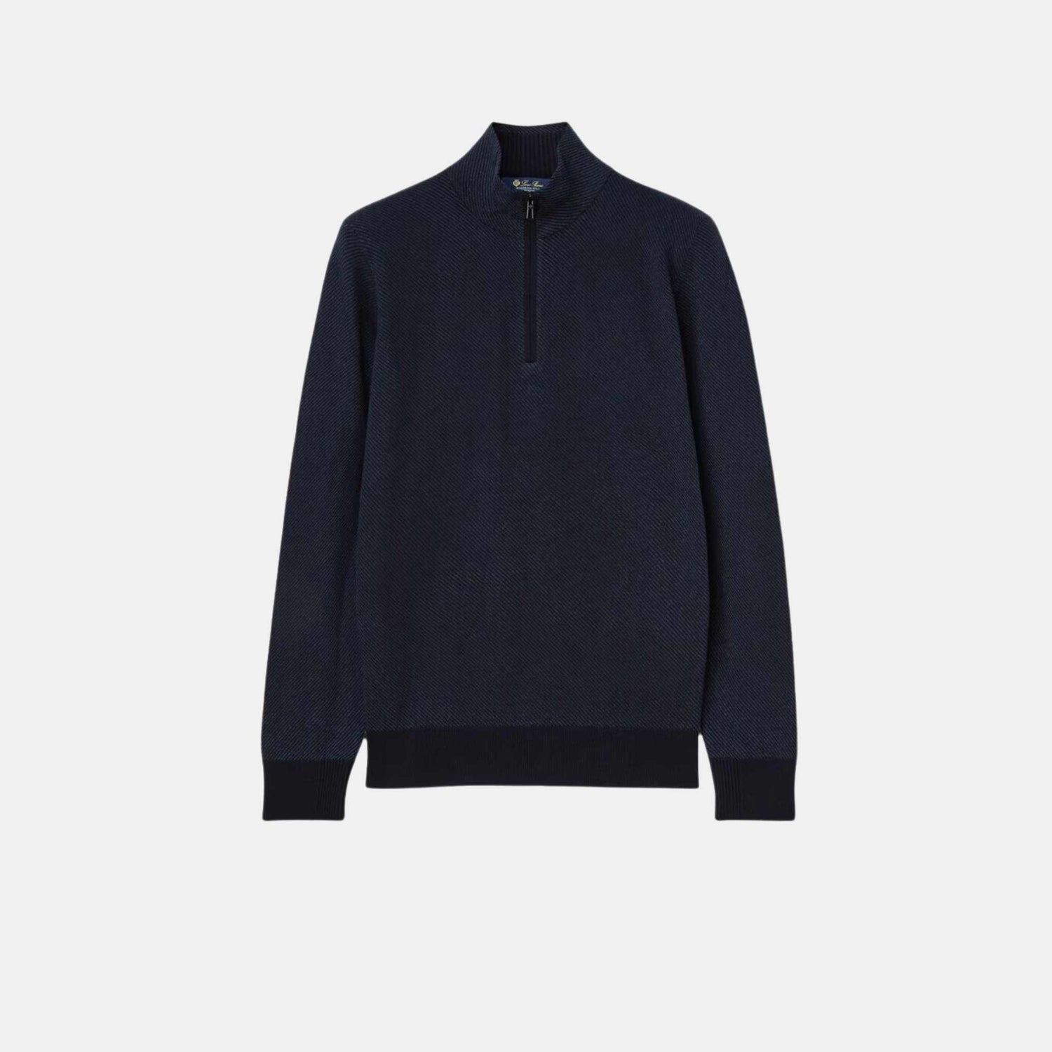 Loro Piana Roadster Mezzocollo Sweater Cashmere, Navy Blue/Night Blue Reserve , Front