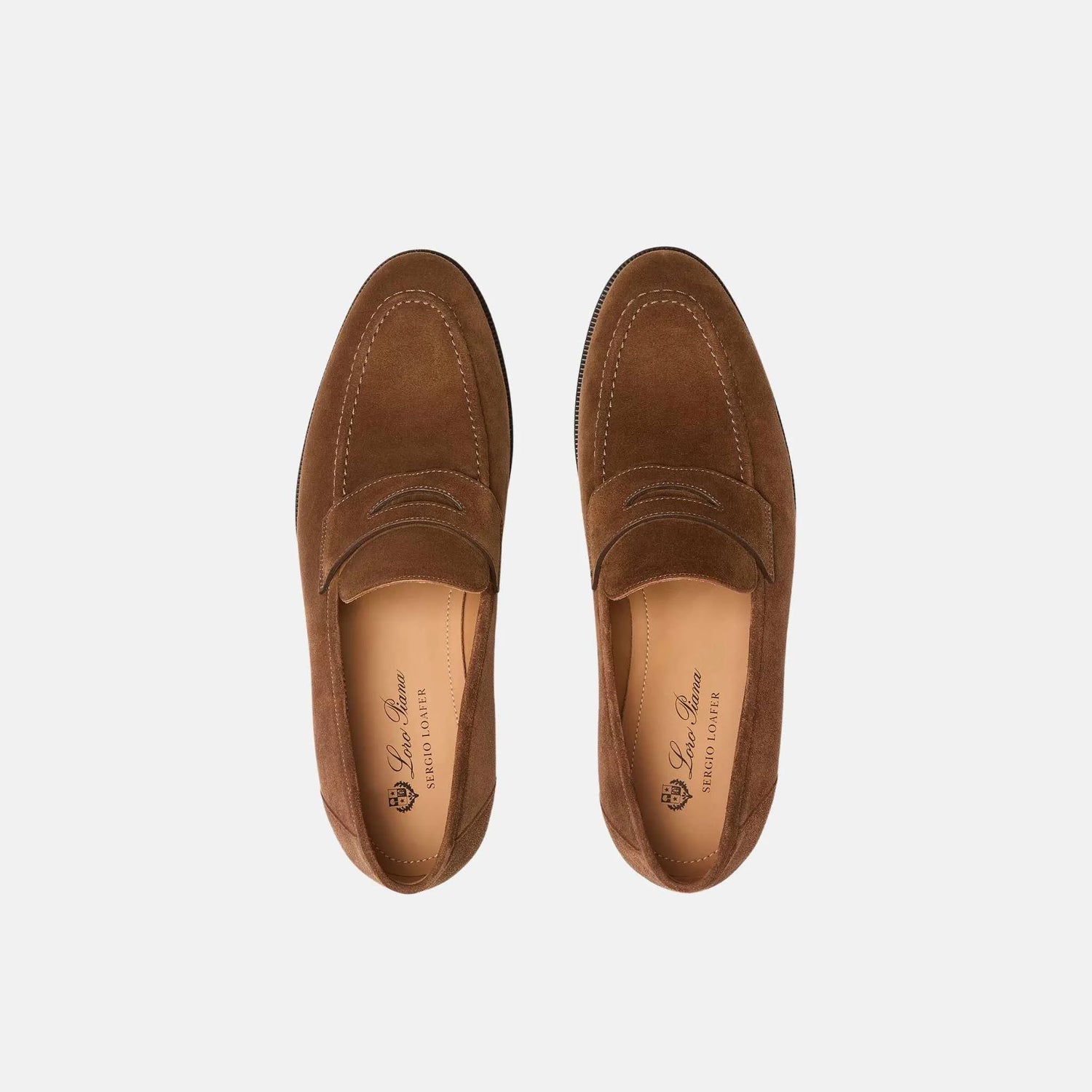 Loro Piana Sergio Loafer Ox Leather, Clove, Top