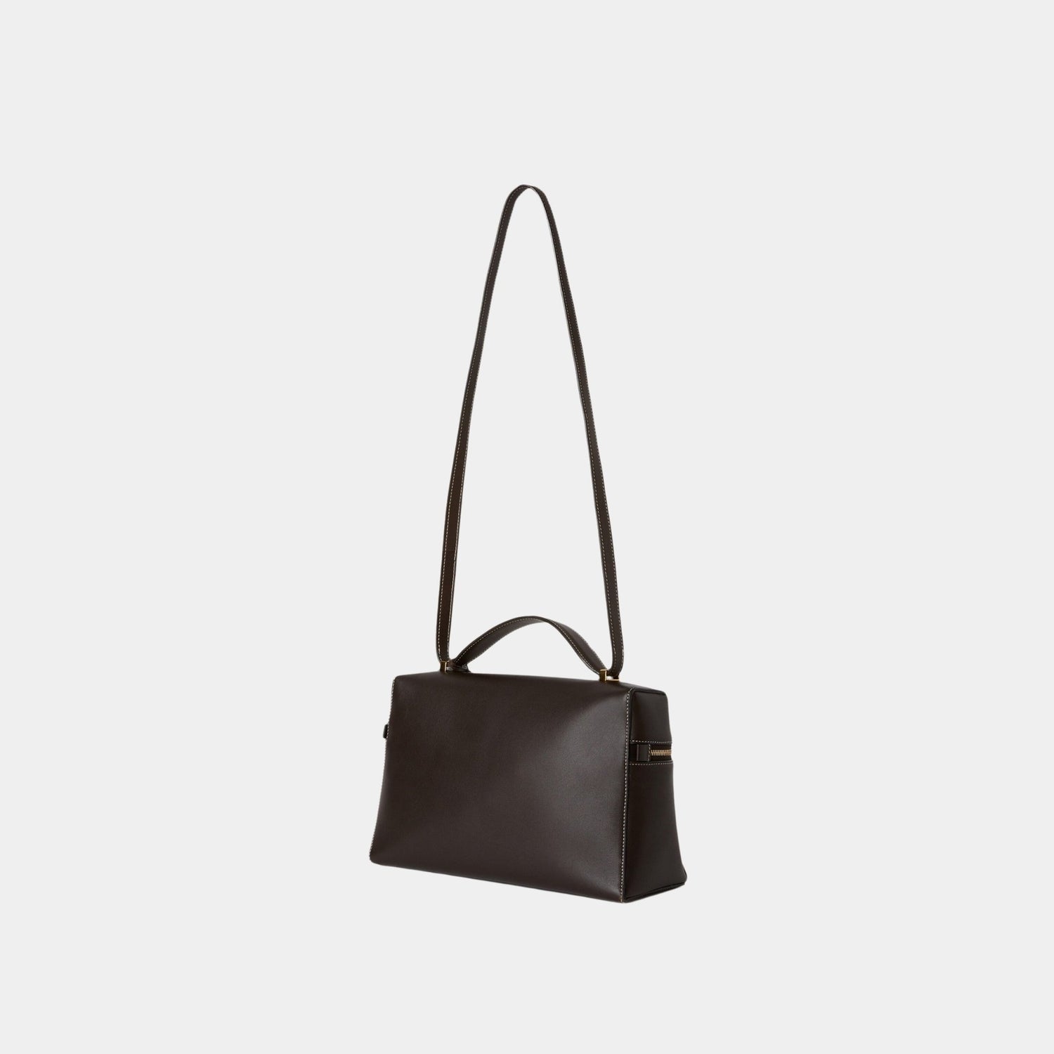 Loro Piana Extra Bag L27 In Smooth Calfskin, Dark Chocolate Licorice, Back