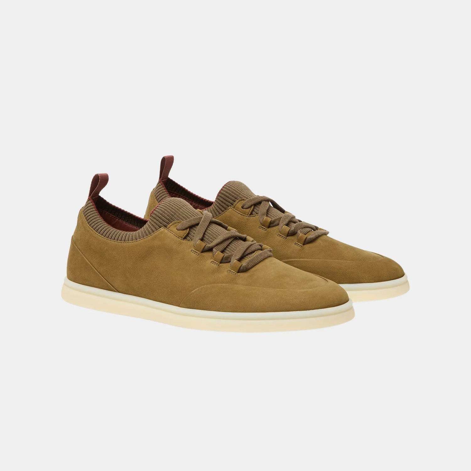 Loro Piana Soho Walk Calfskin Sneakers, Dark Cashew, Front