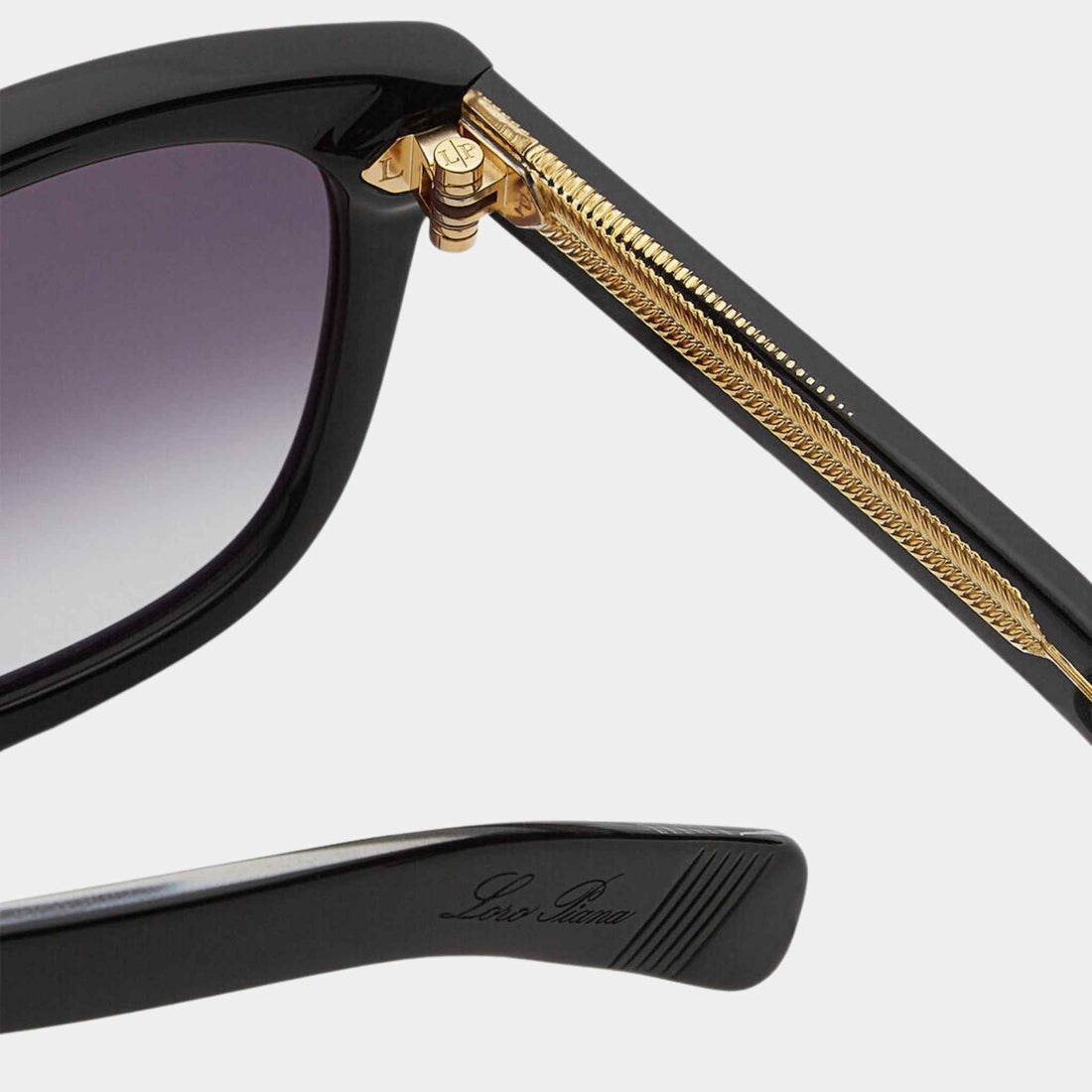 نظارات شمسية Loro Piana Spagna من الأسيتات، بتدرج أسود، لقطة قريبة
