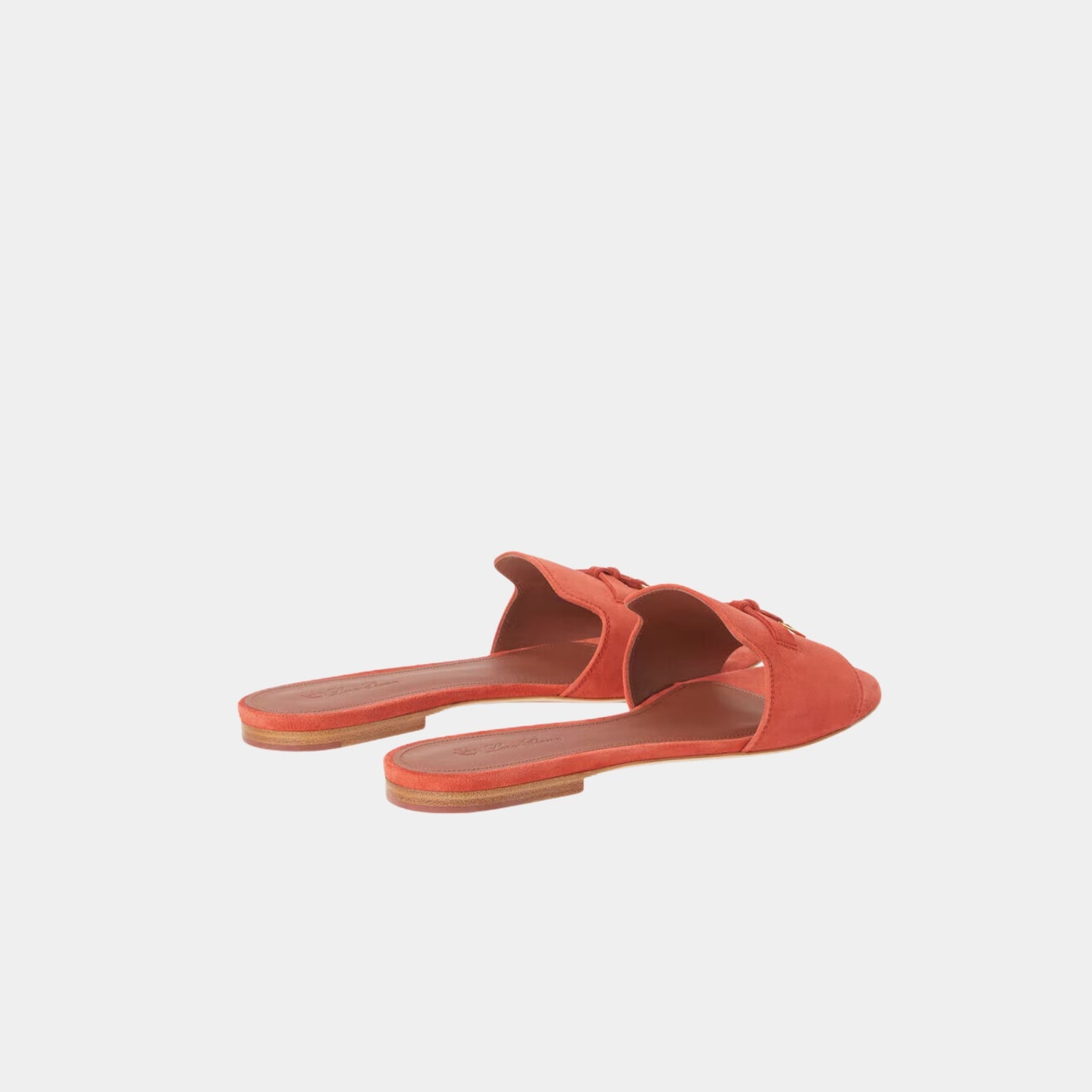 Loro Piana Summer Charms Flat Sandal Suede Goatskin, Alchermes, Back