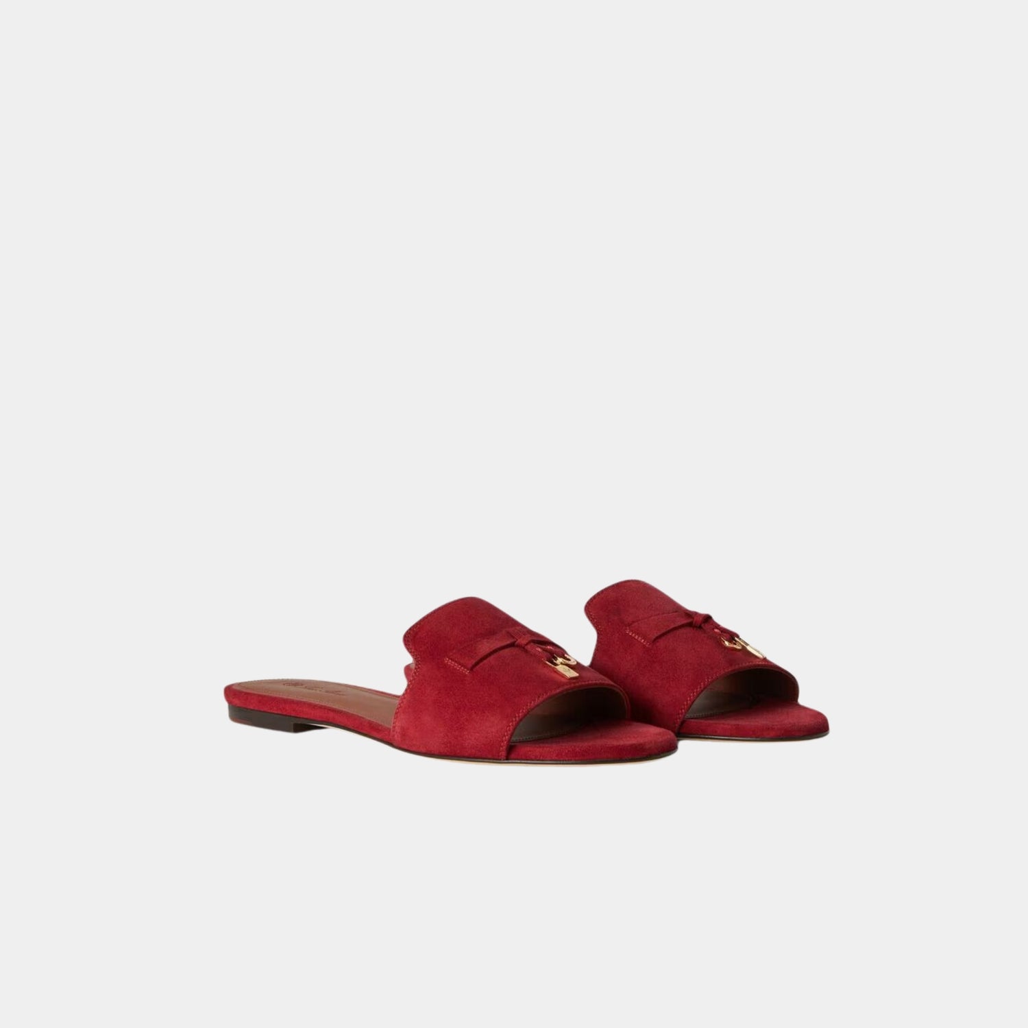 Loro Piana Summer Charms Flat Sandal Suede Goatskin, Camu Fruit, Front