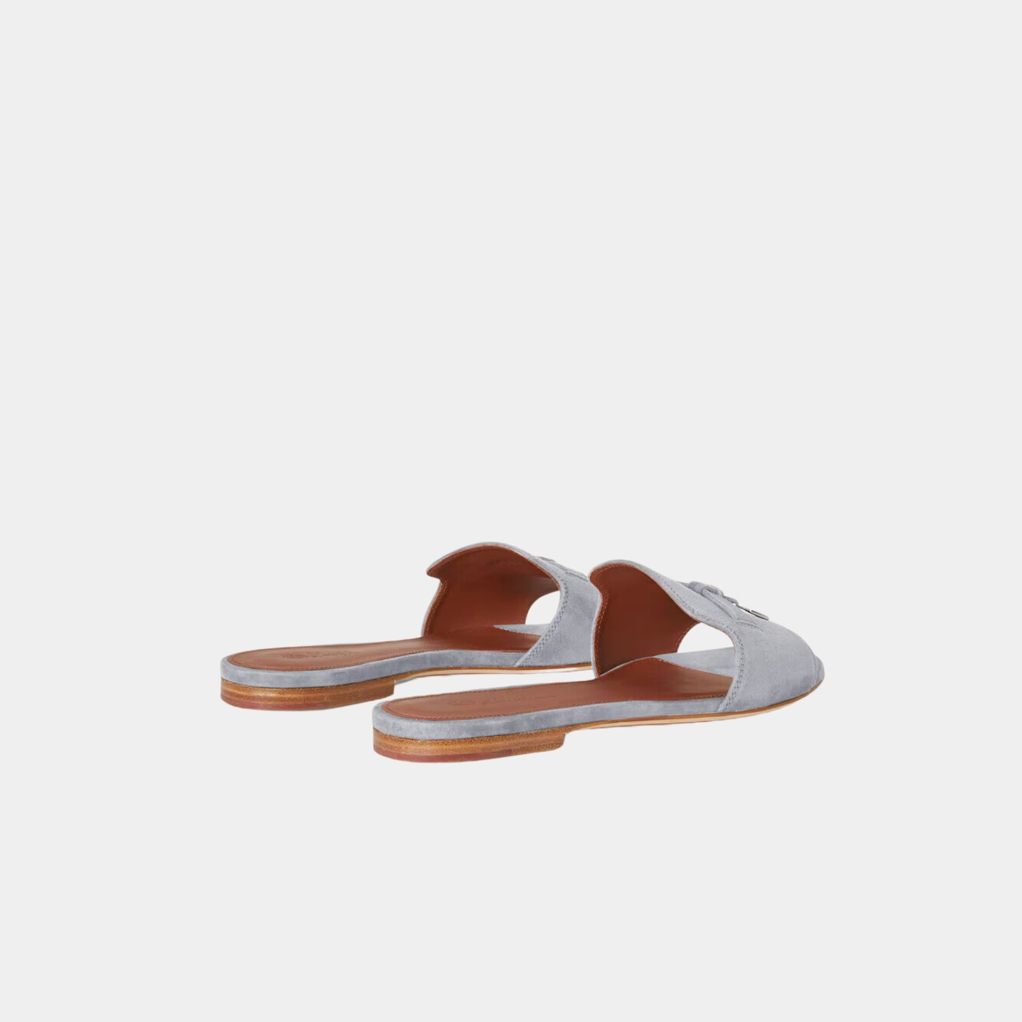 Loro Piana Summer Charms Flat Sandal Suede Goatskin, Zircon, Back