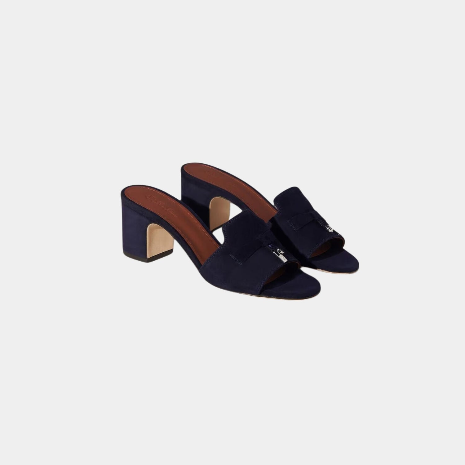 Loro Piana Summer Charms Sandal, Suede Goatskin, Navy Blue, Front