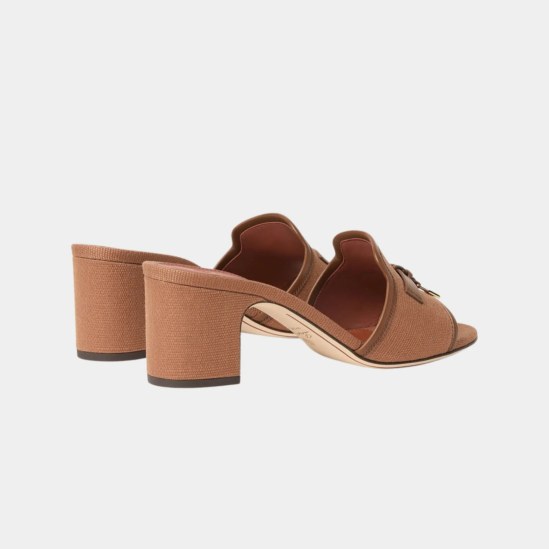 صندل Loro Piana Summer Charms بكعب من القطن، لون Vicuna، خلفي